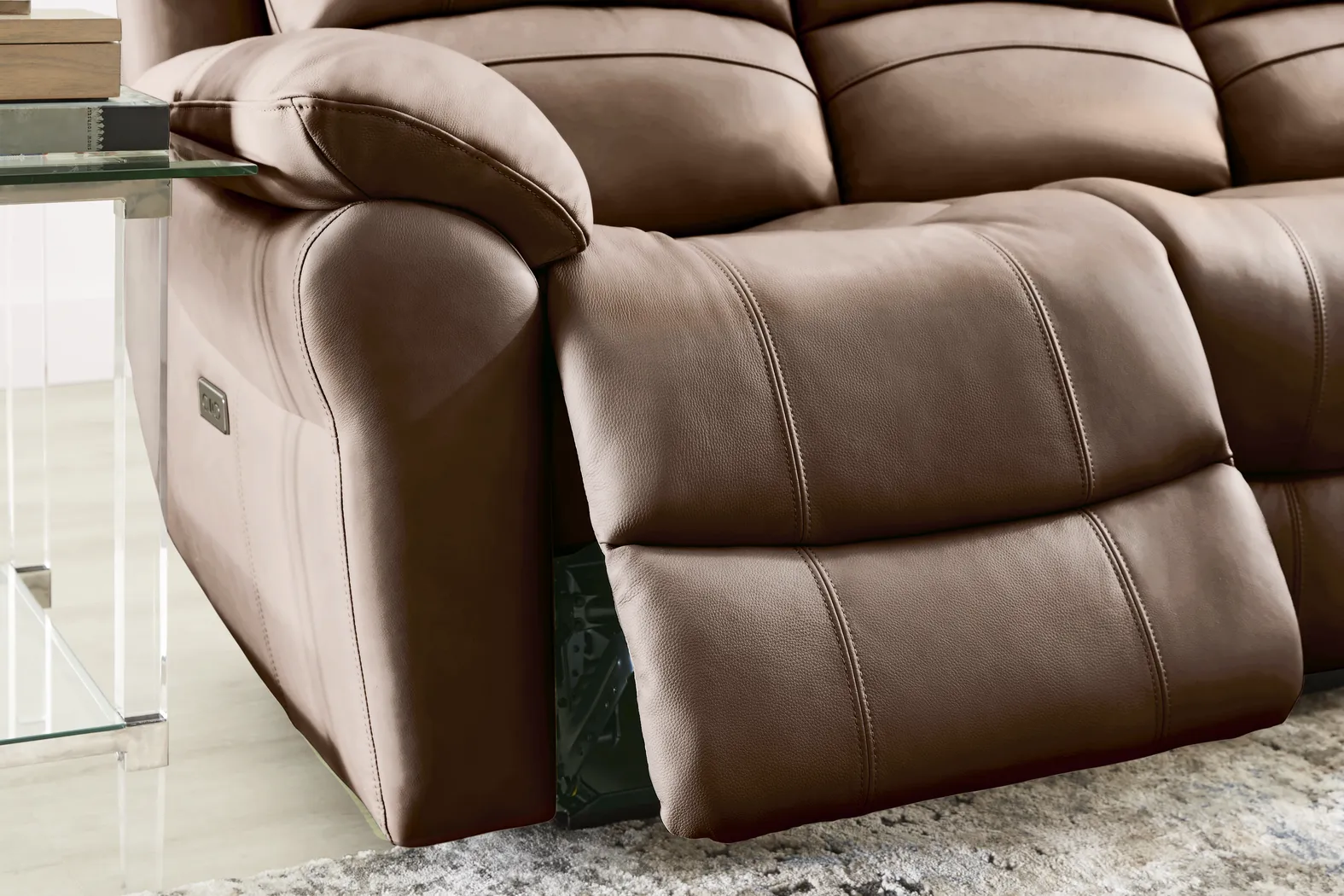 Vercelli Way Brown Leather Power Reclining Sofa - Thumbnail - Image 4