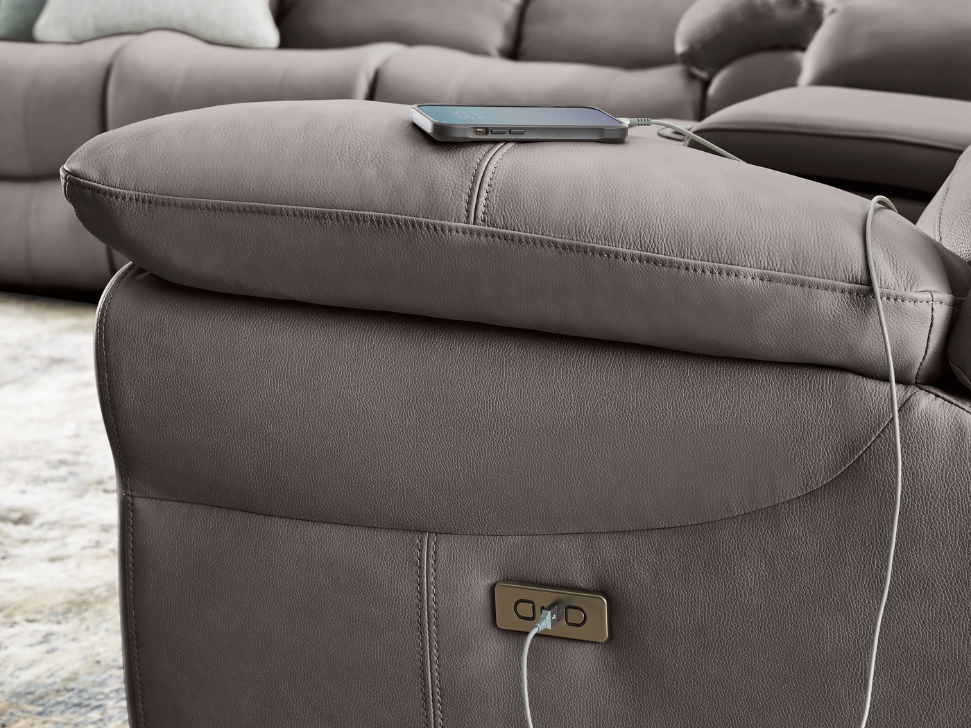 Vercelli Way Gray Leather 7 Pc Power Reclining Living Room - Thumbnail - Image 8