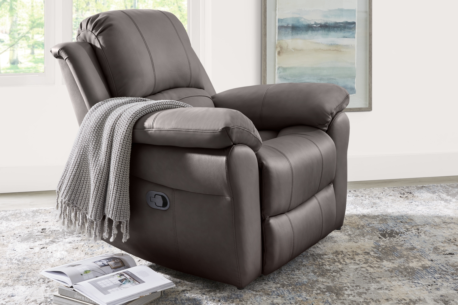 Vercelli Way Gray Leather 8 Pc Reclining Living Room - Thumbnail - Image 11