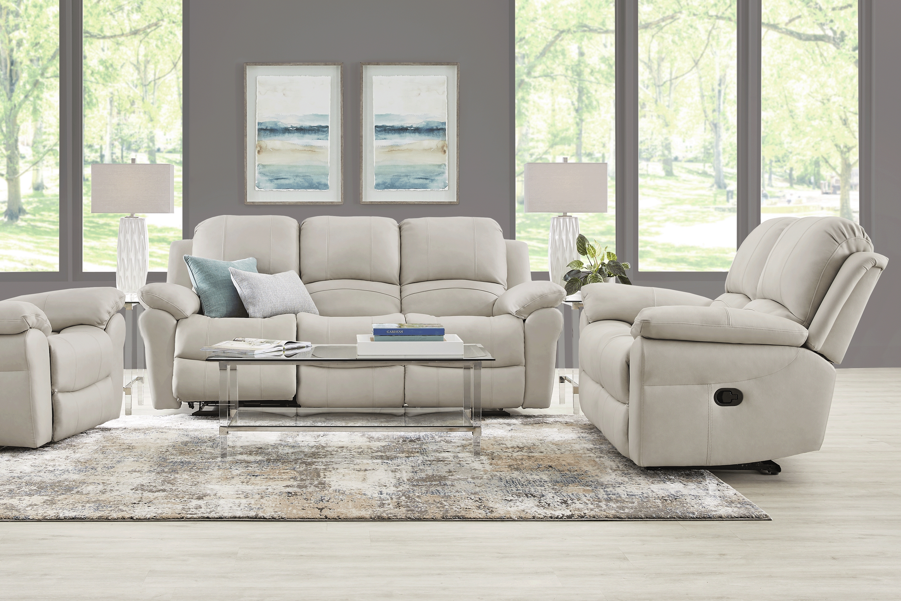 Vercelli Way Stone Leather 7 Pc Reclining Living Room - Thumbnail - Image 1