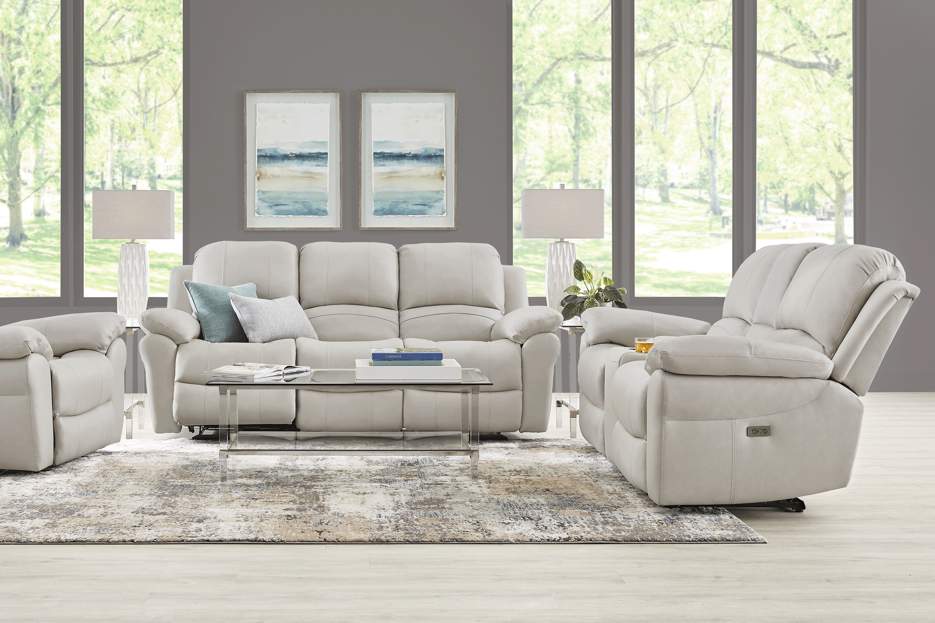 Vercelli Way Stone Leather 8 Pc Power Reclining Living Room - Thumbnail - Image 1