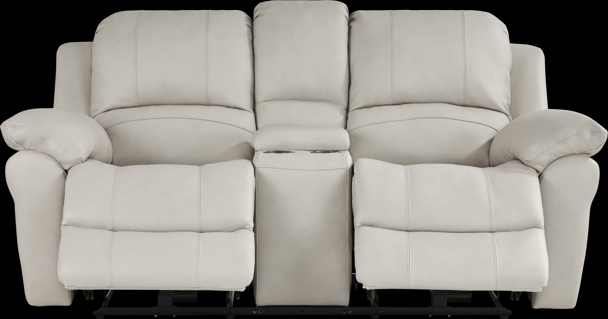 Vercelli Way Stone Leather Power Reclining Console Loveseat - Thumbnail - Image 1