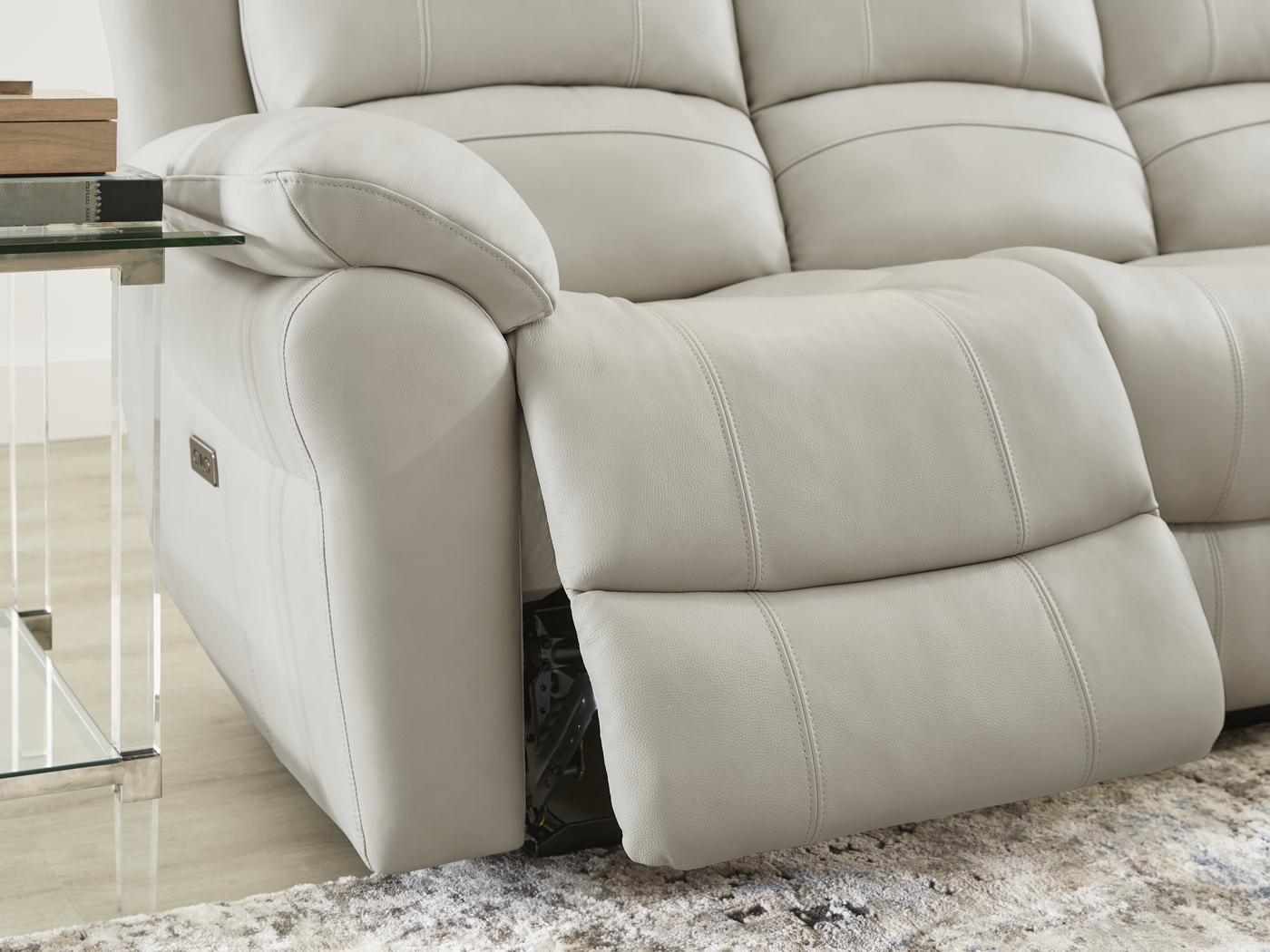 Vercelli Way Stone Leather Power Reclining Sofa - Thumbnail - Image 3
