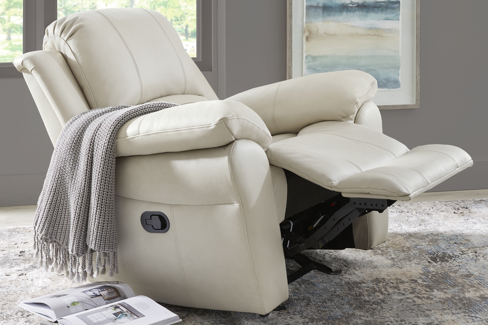 Vercelli Way Stone Leather Rocker Recliner - Thumbnail - Image 3