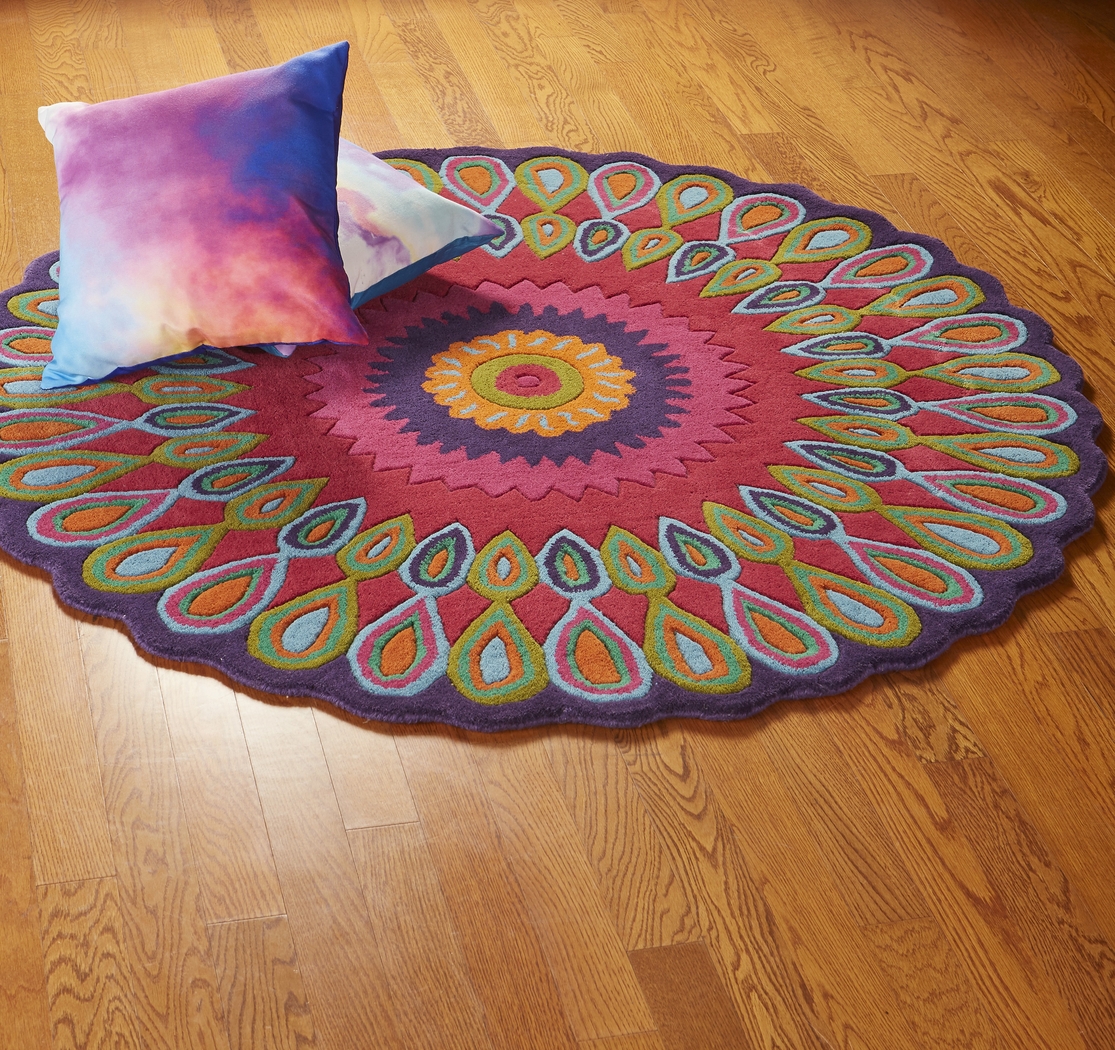 Verdare Pink/Multi 5' Round Rug - Thumbnail - Image 2