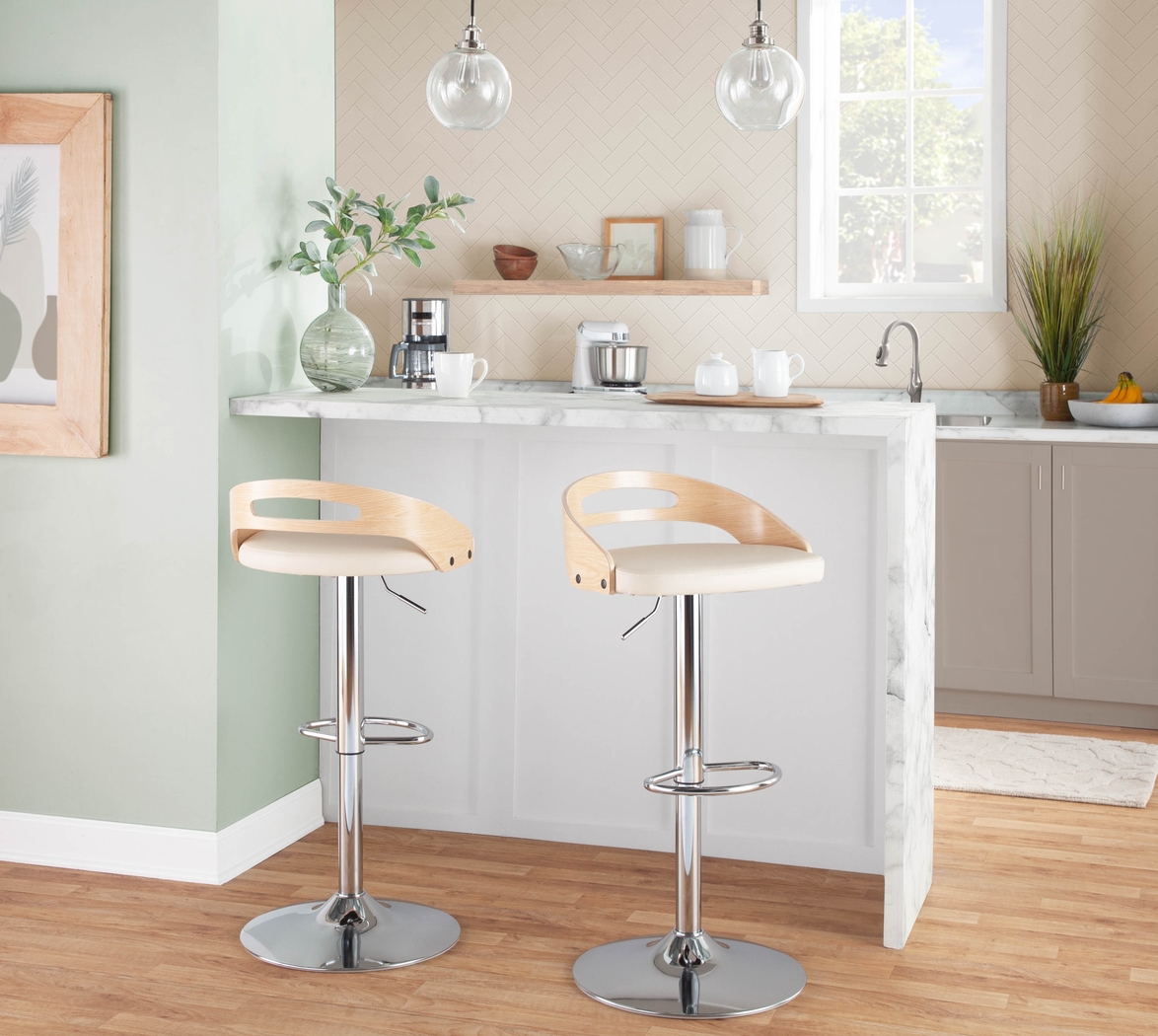Verhaven II Cream Adjustable Barstool, Set of 3 - Thumbnail - Image 2
