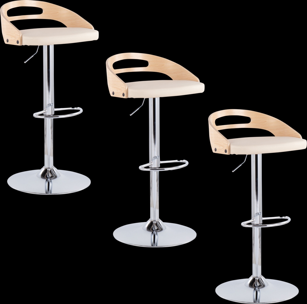 Verhaven II Cream Adjustable Barstool, Set of 3 - Thumbnail - Image 1