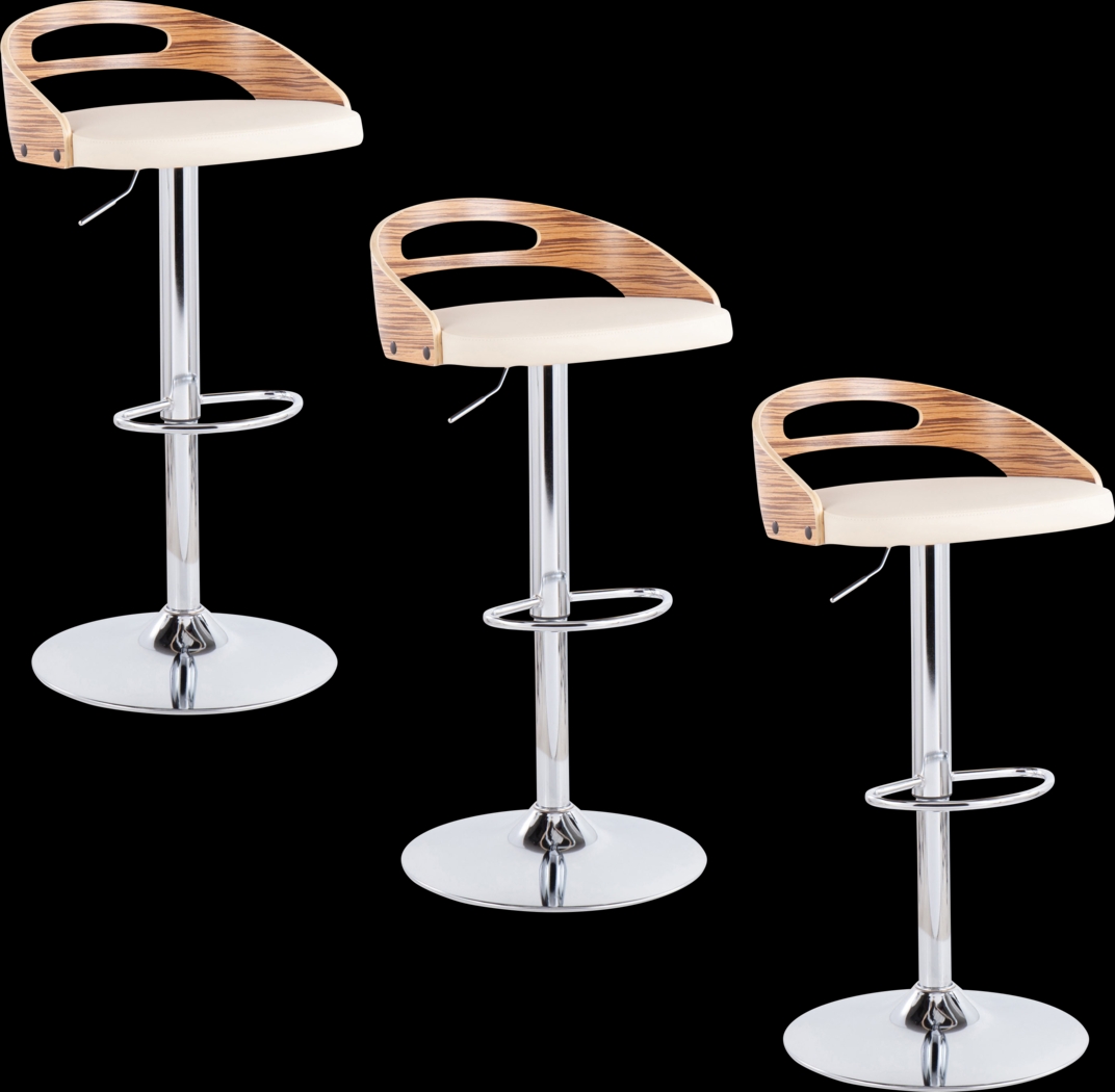 Verhaven III Cream Adjustable Barstool, Set of 3 - Thumbnail - Image 1