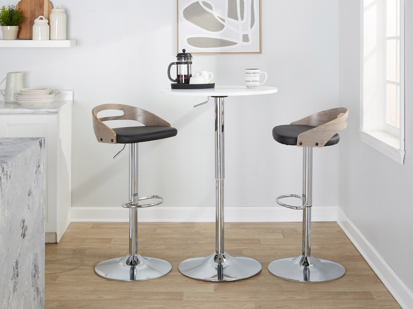 Verhaven IV Black Adjustable Barstool, Set of 2 - Thumbnail - Image 2