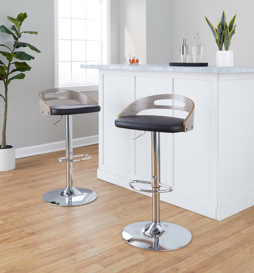 Verhaven IV Black Adjustable Barstool, Set of 2 - Thumbnail - Image 3