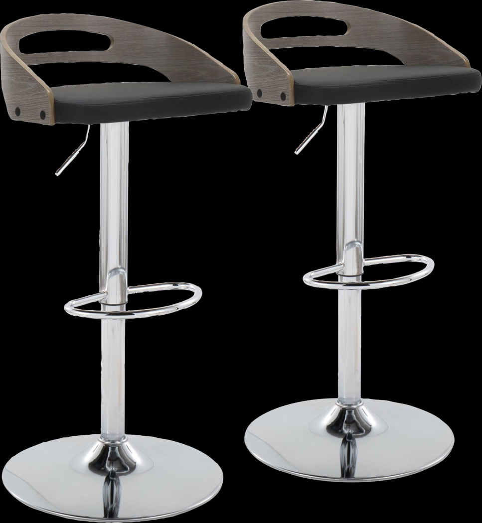 Verhaven IV Black Adjustable Barstool, Set of 2 - Thumbnail - Image 1