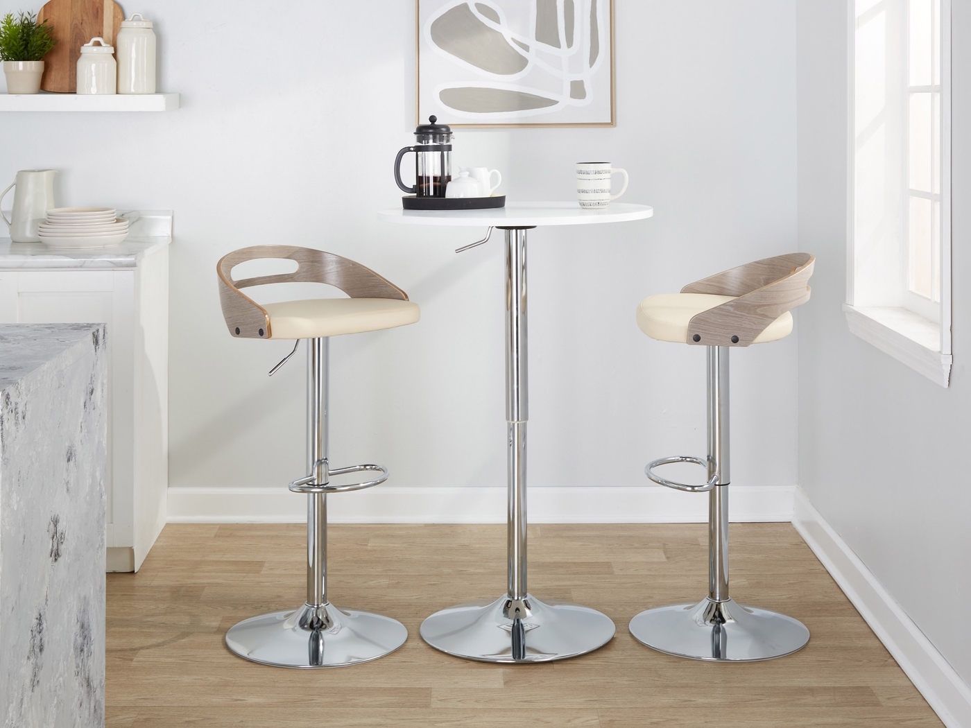 Verhaven IV Cream Adjustable Barstool, Set of 2 - Thumbnail - Image 2