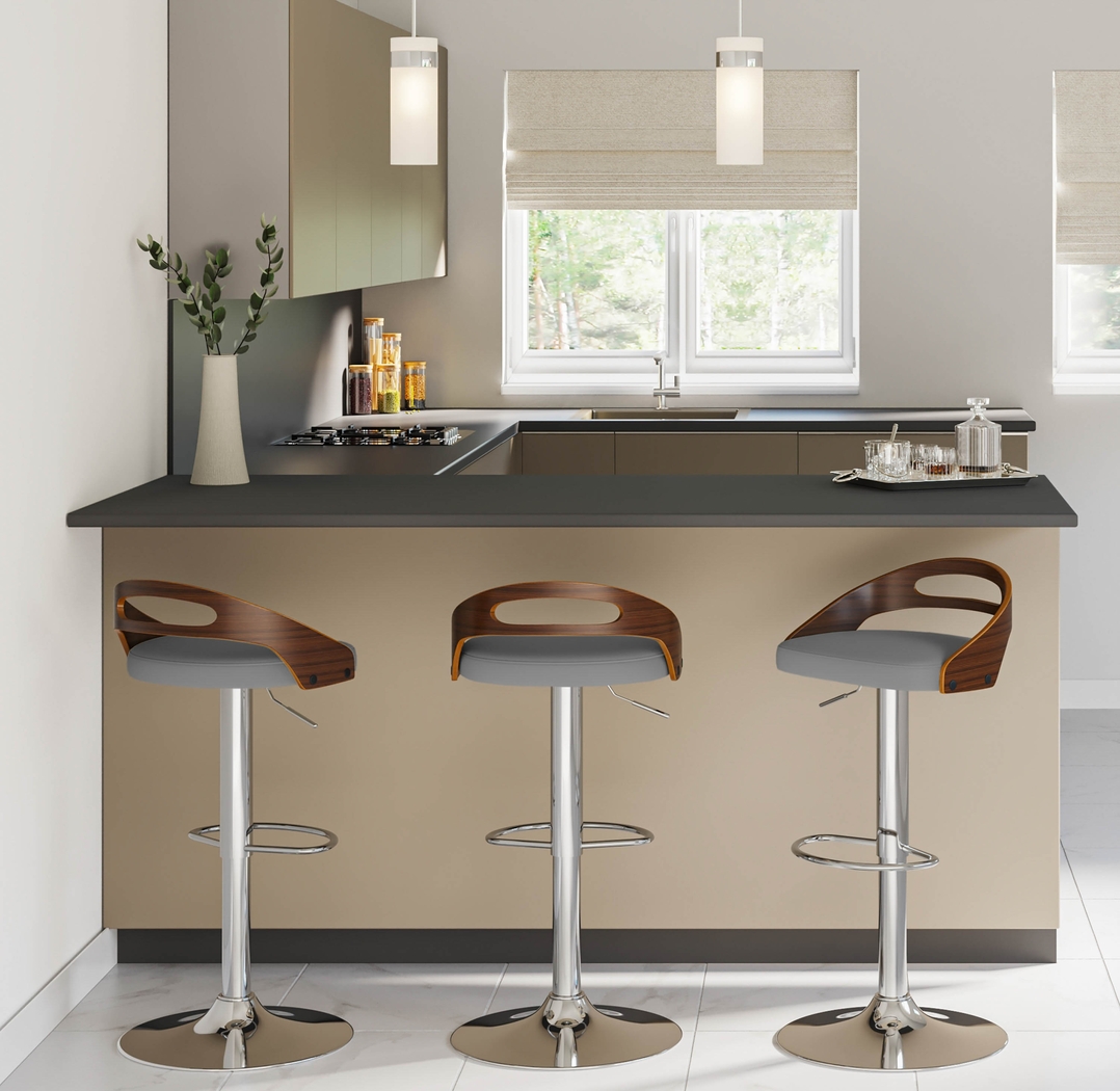 Verhaven V Gray Adjustable Barstool, Set of 3 - Thumbnail - Image 2