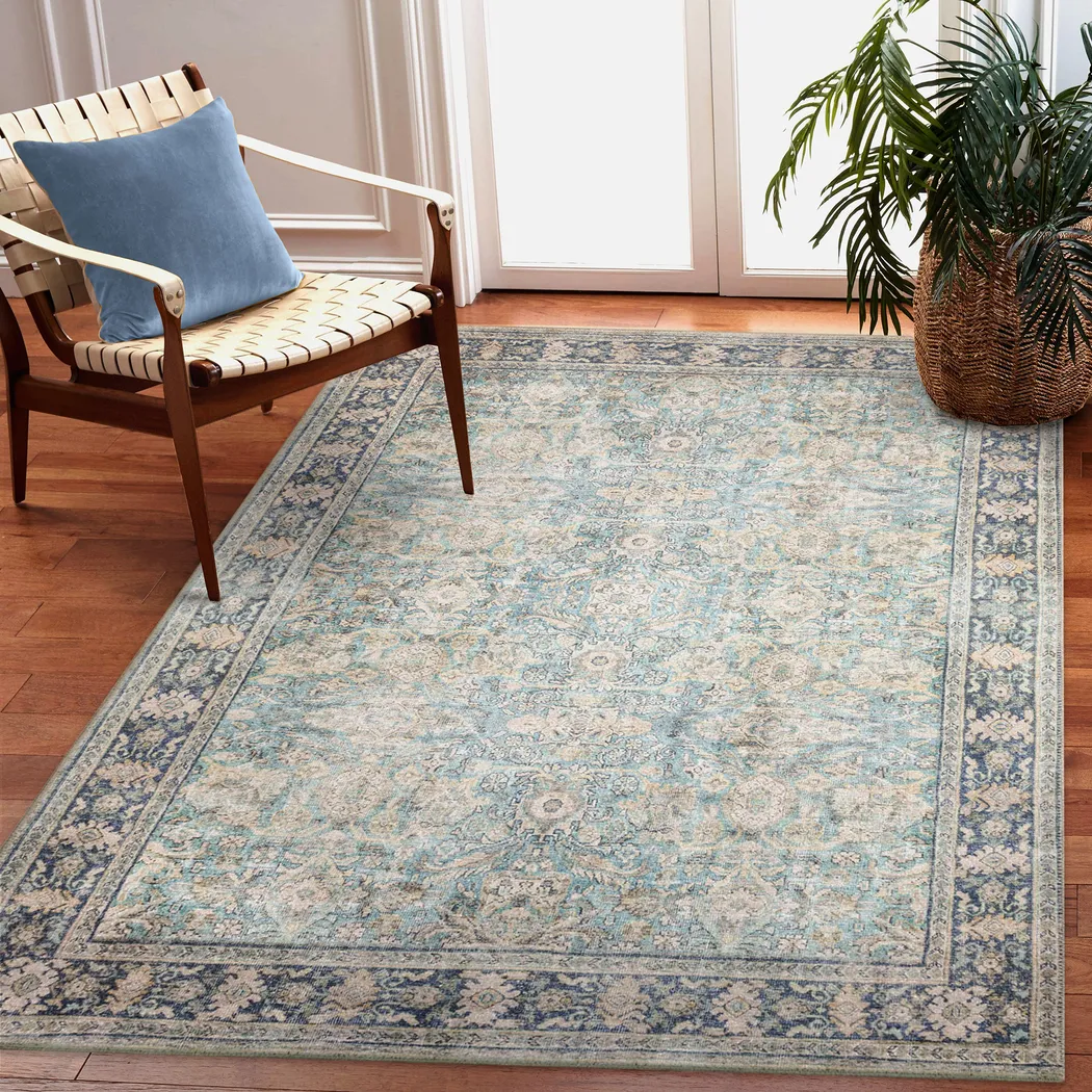 Veris Aqua 7'6 x 9'6 Machine Washable Rug - Thumbnail - Image 2