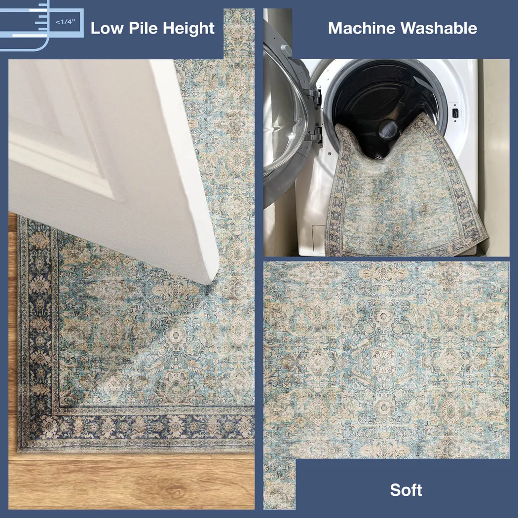 Veris Aqua 7'6 x 9'6 Machine Washable Rug - Thumbnail - Image 4