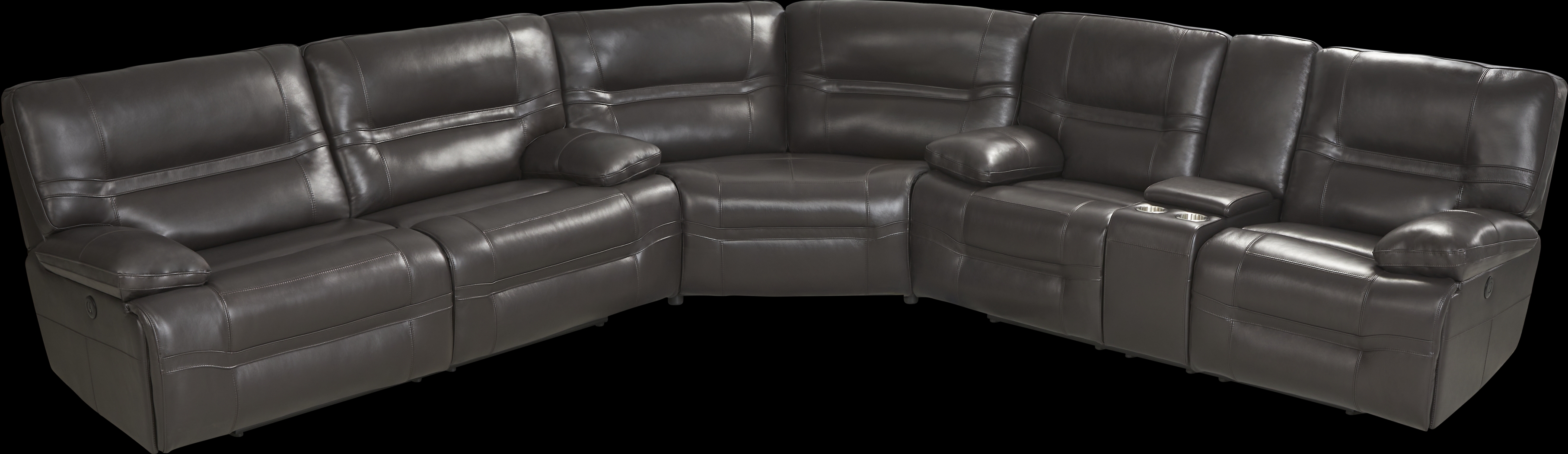 Vernazza Lane Chocolate Leather 3 Pc Reclining Sectional - Thumbnail - Image 4