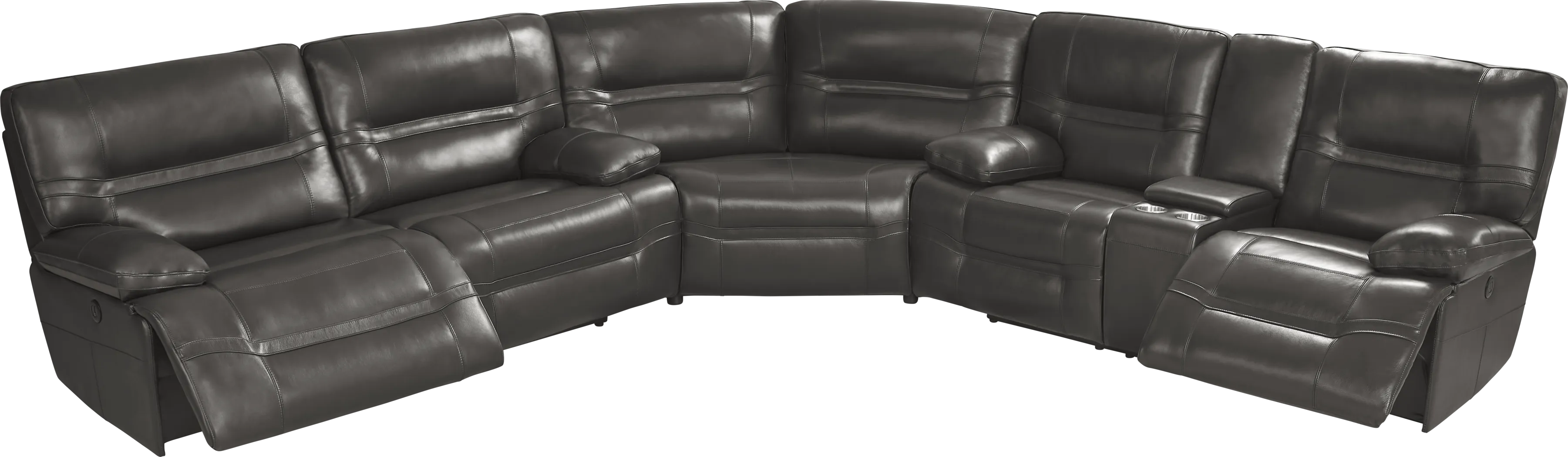 Vernazza Lane Chocolate Leather 3 Pc Reclining Sectional - Image 5