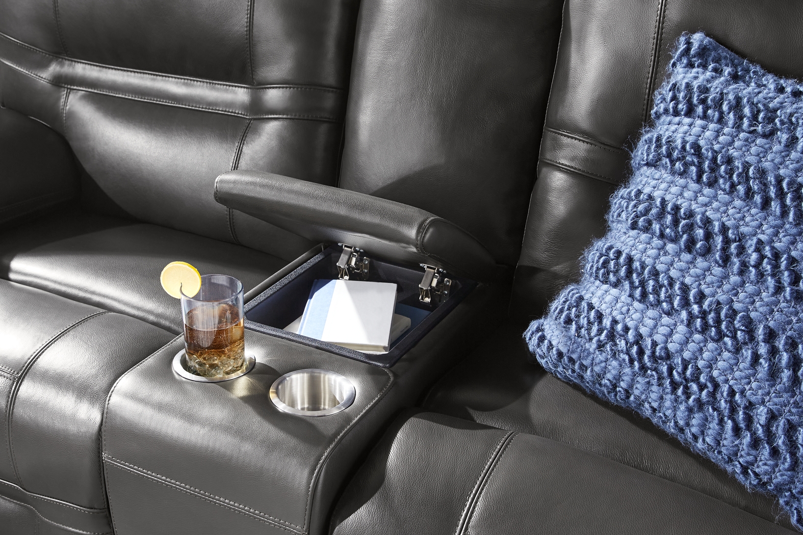 Vernazza Lane Chocolate Leather Power Reclining Console Loveseat - Thumbnail - Image 3