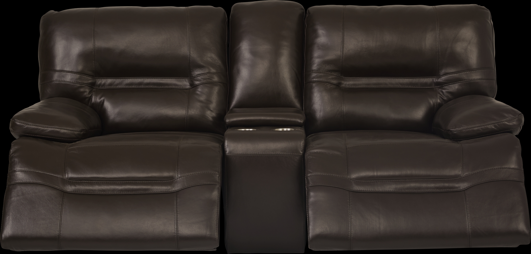 Vernazza Lane Chocolate Leather Reclining Console Loveseat - Thumbnail - Image 2