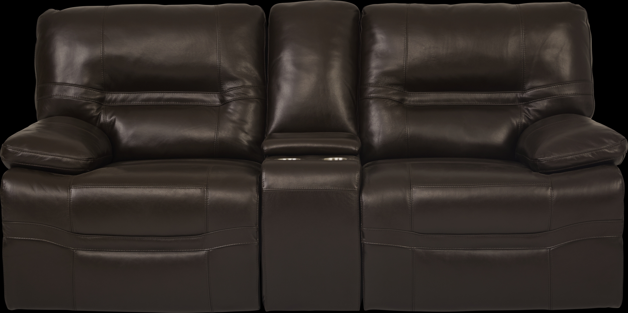 Vernazza Lane Chocolate Leather Reclining Console Loveseat - Thumbnail - Image 1