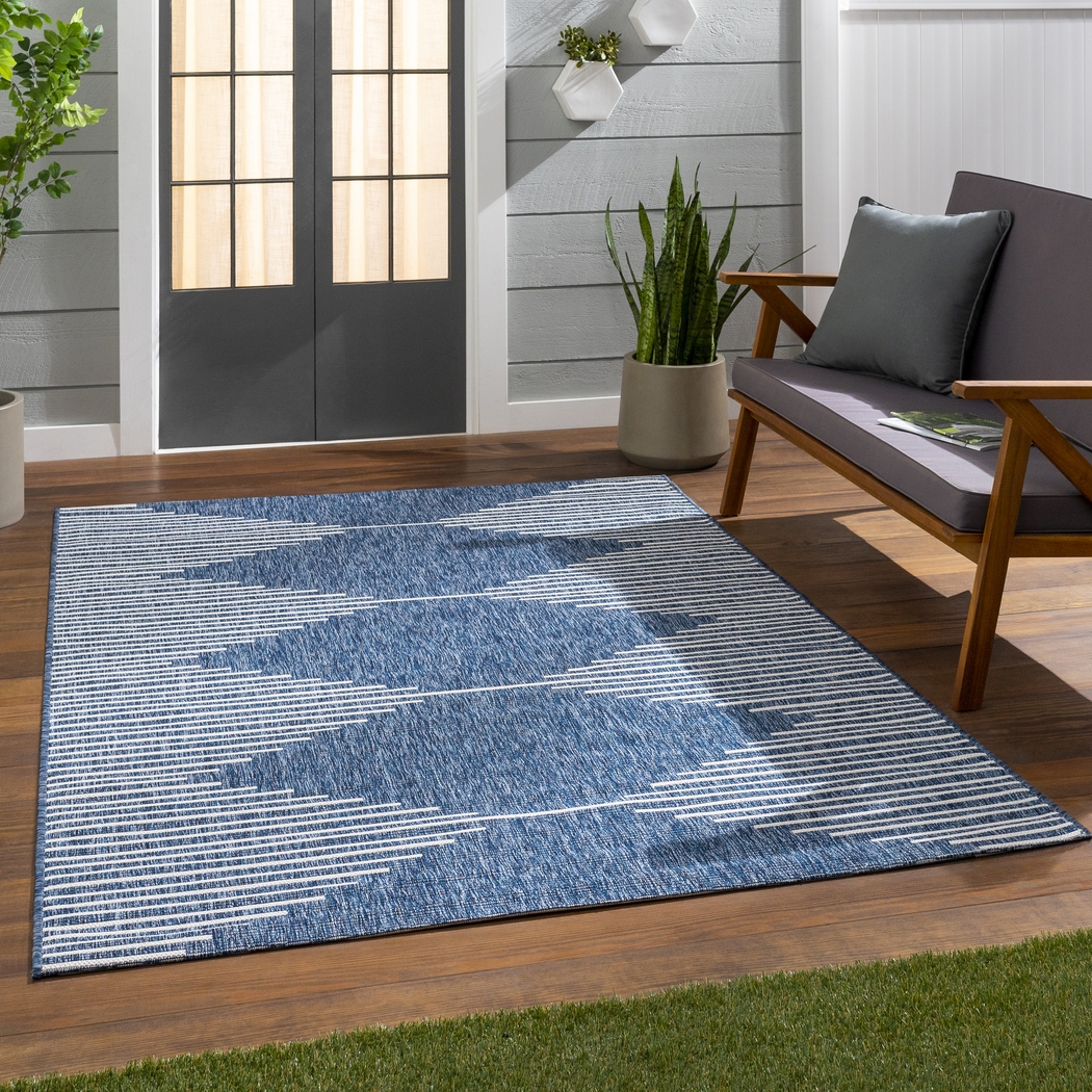 Verniere Blue 7'10 x 10'2 Indoor/Outdoor Rug - Thumbnail - Image 2