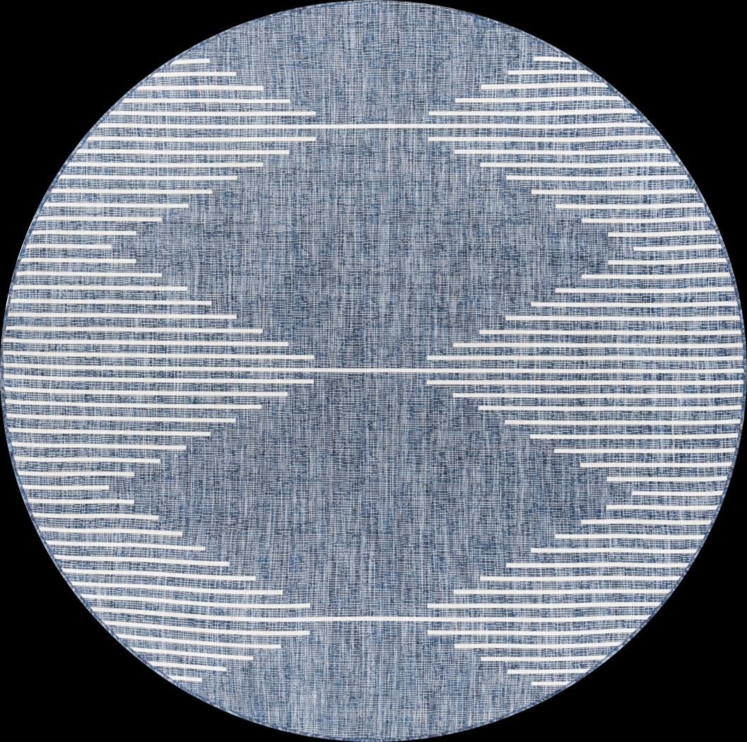 Verniere Blue 7'10 Round Indoor/Outdoor Rug - Thumbnail - Image 1