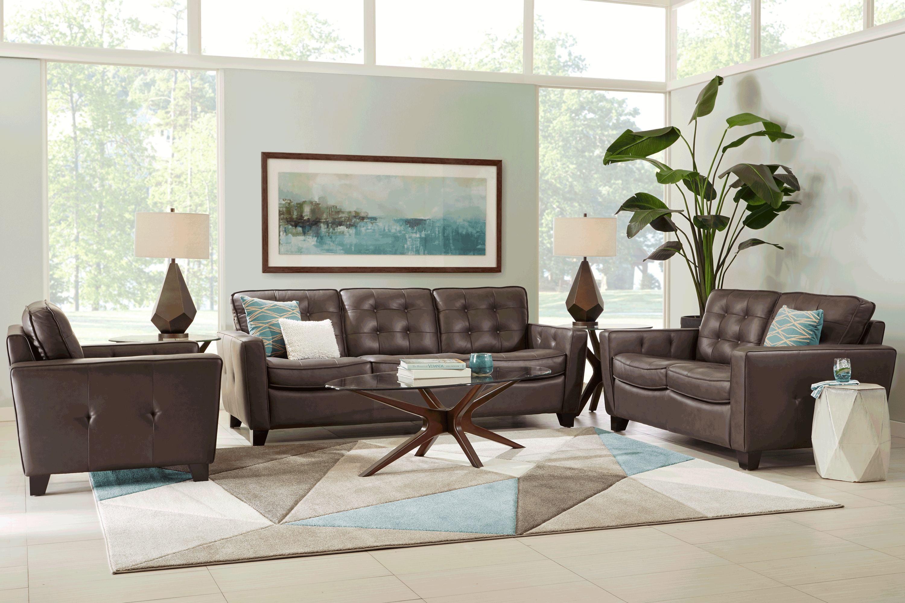 Via Rosano Coffee 5 Pc Leather Living Room - Thumbnail - Image 1