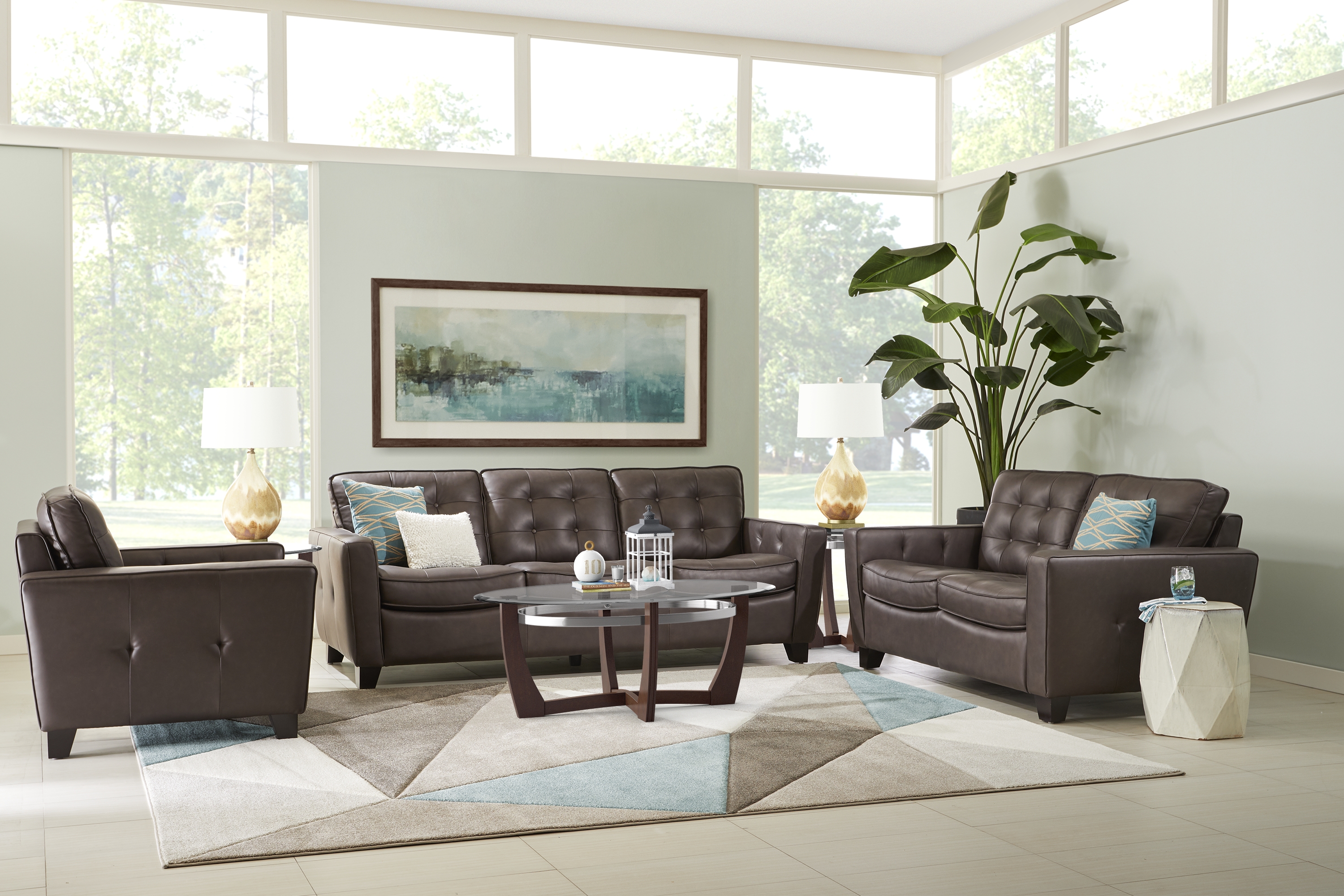 Via Rosano Coffee 6 Pc Leather Living Room - Thumbnail - Image 1