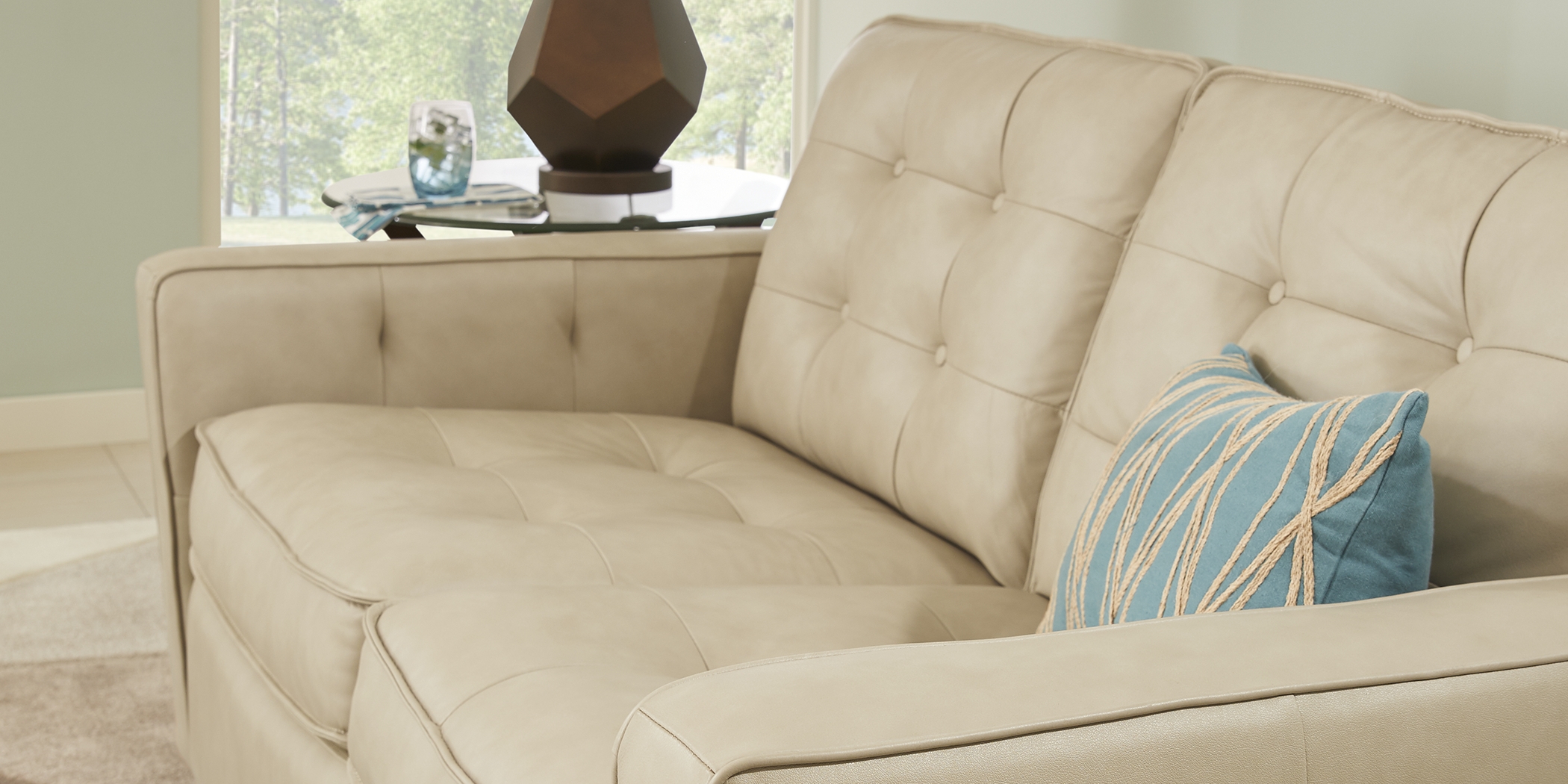 Via Rosano Latte 5 Pc Leather Living Room - Thumbnail - Image 2