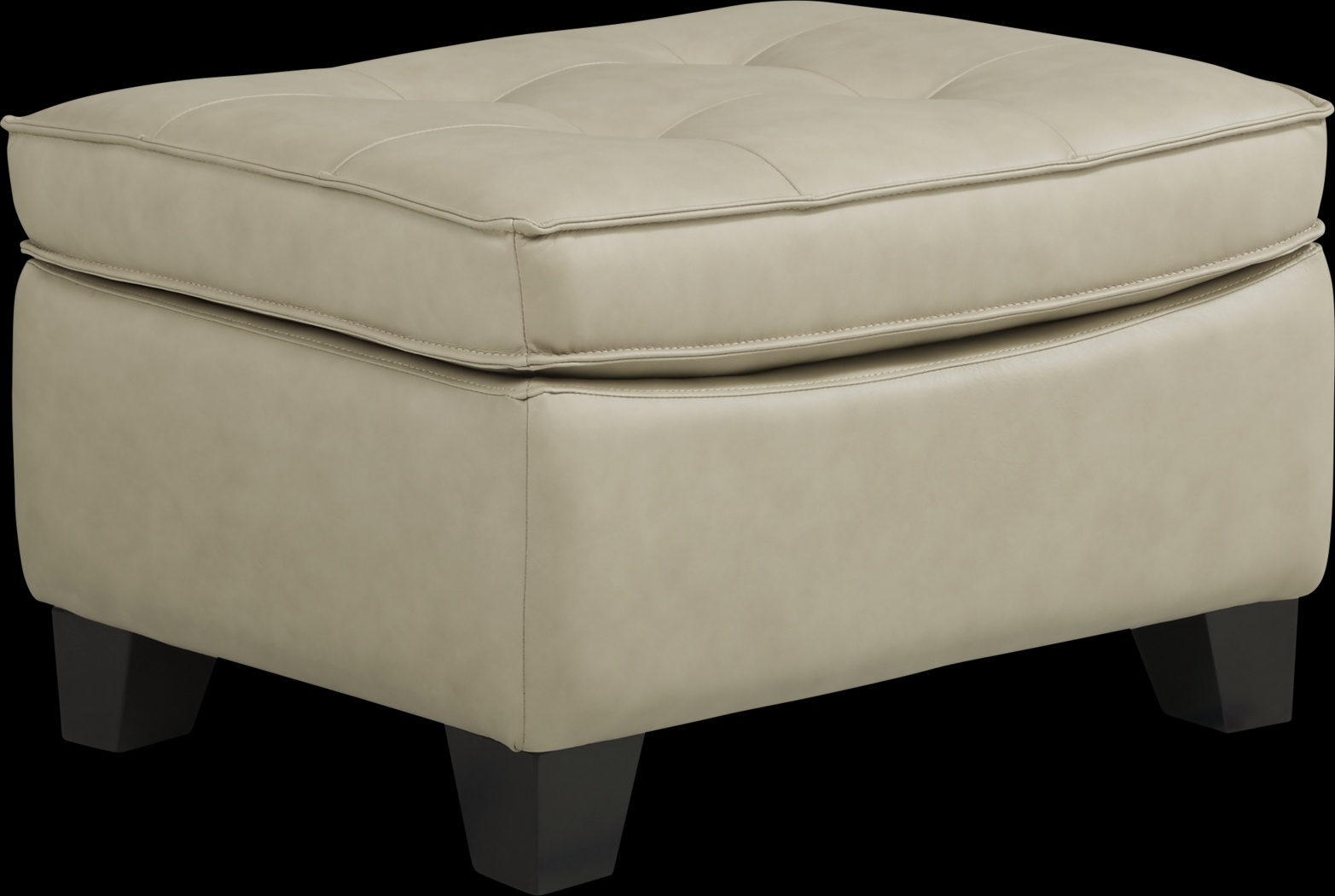 Via Rosano Latte Leather Ottoman - Thumbnail - Image 1