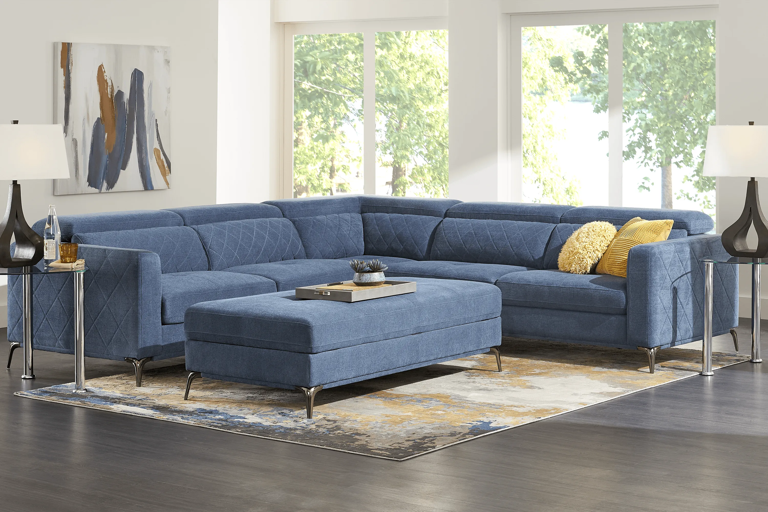 Via Sorrento Blue 3 Pc Sectional - Thumbnail - Image 2