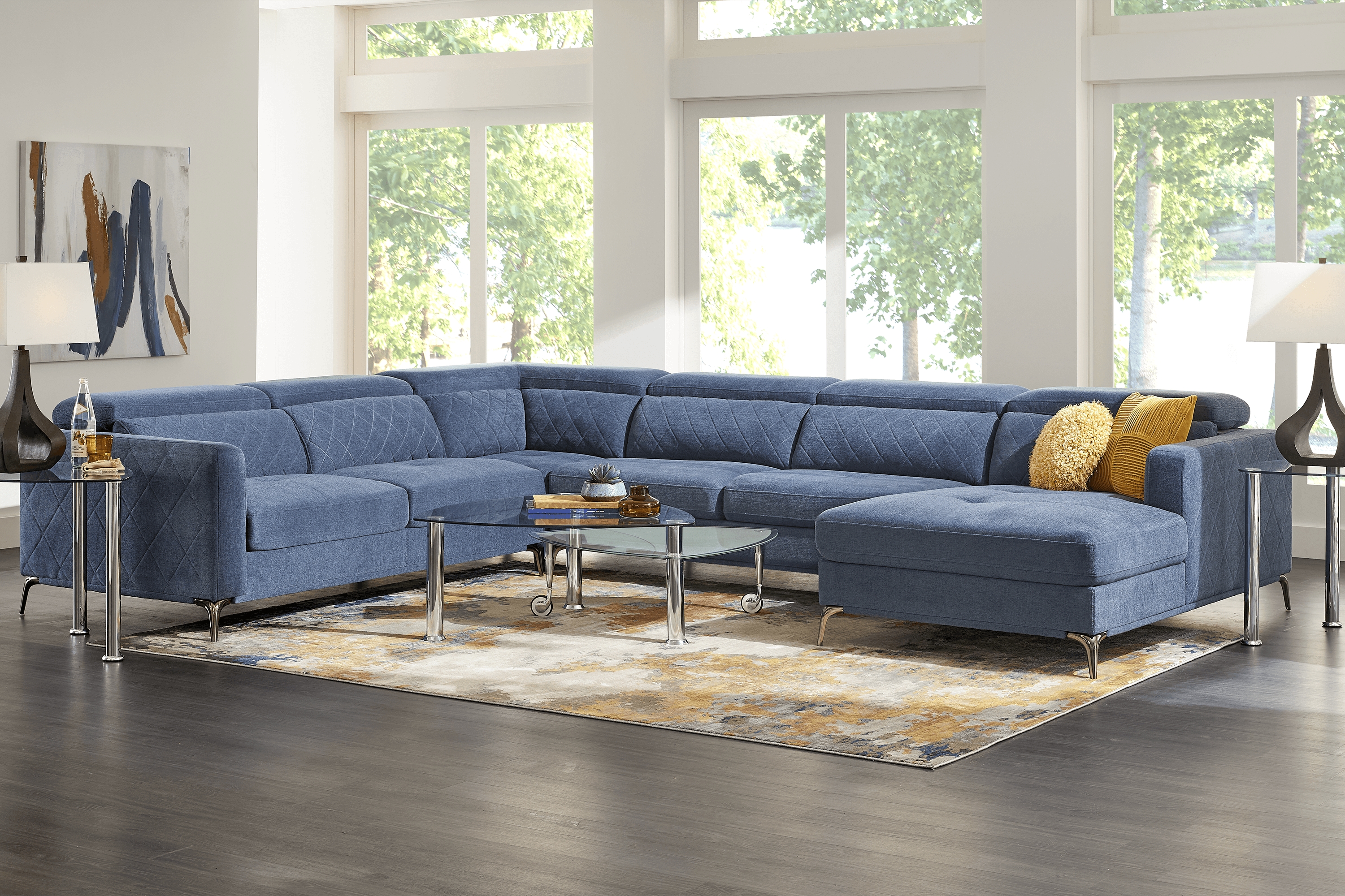 Via Sorrento Blue 4 Pc Sectional - Thumbnail - Image 2
