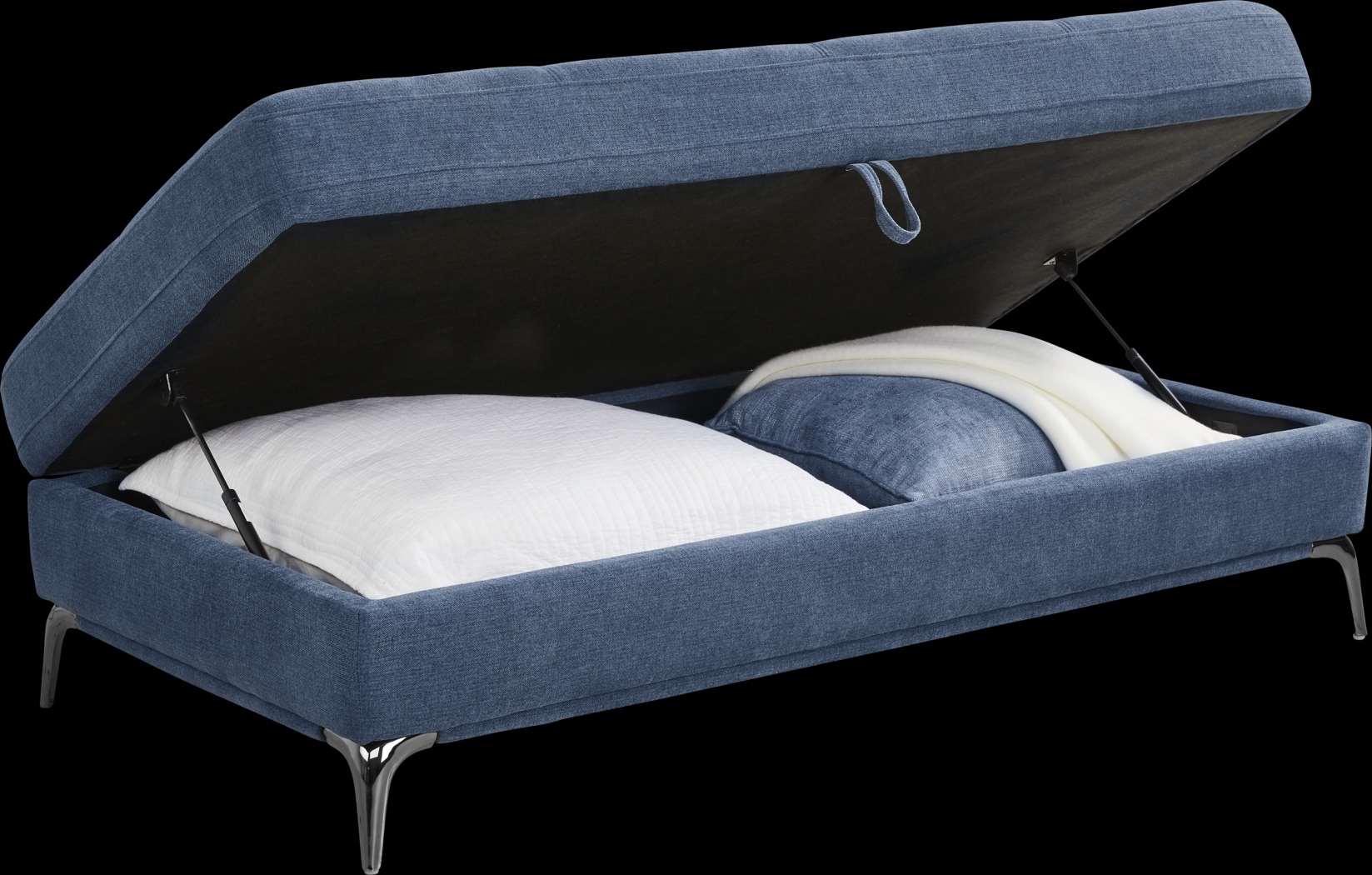 Via Sorrento Blue Storage Ottoman - Thumbnail - Image 4