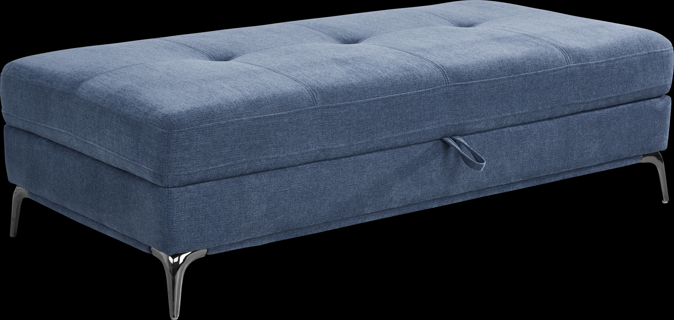 Via Sorrento Blue Storage Ottoman - Thumbnail - Image 1