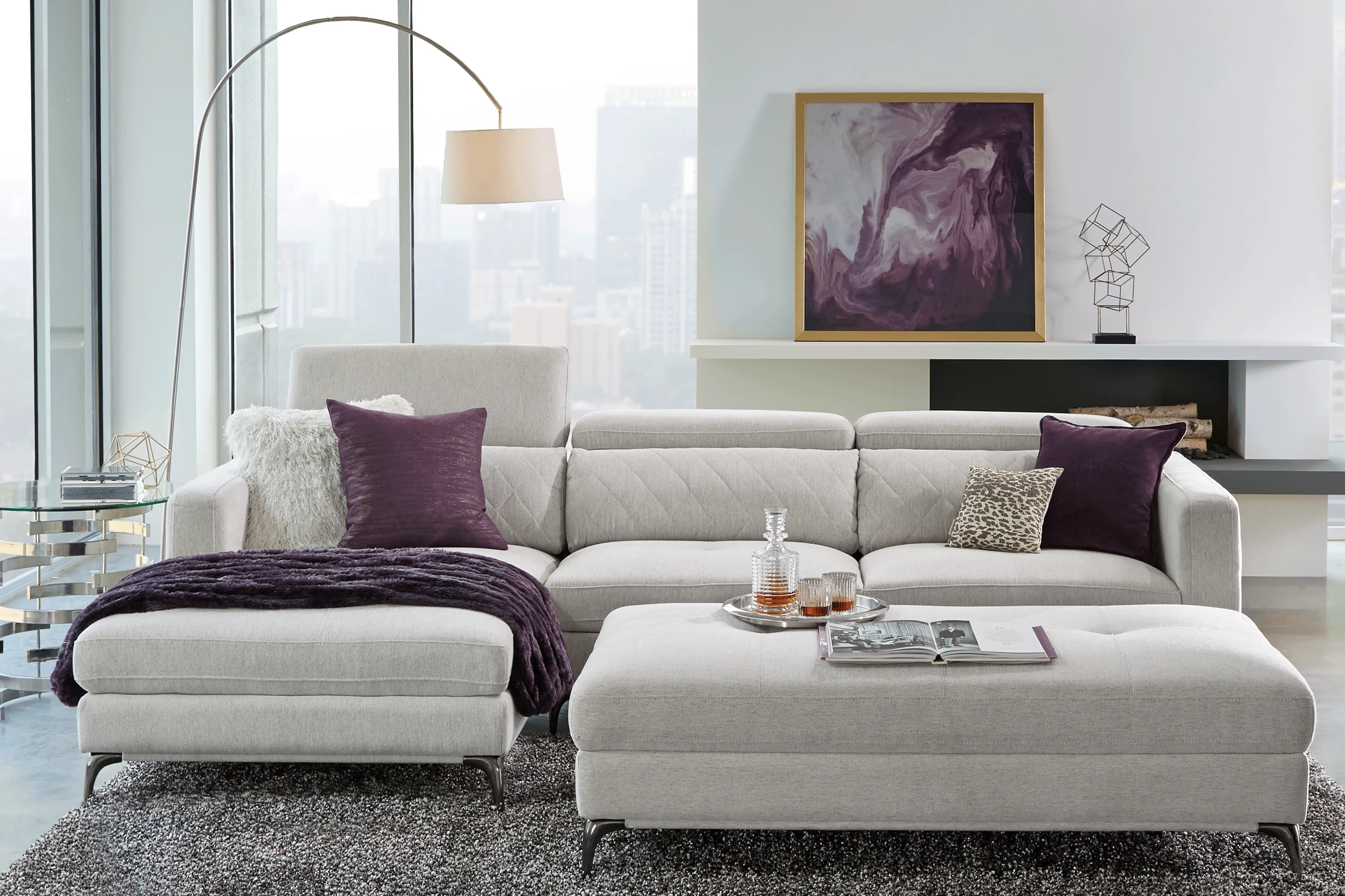 Via Sorrento Dove 3 Pc Sectional Living Room - Thumbnail - Image 1