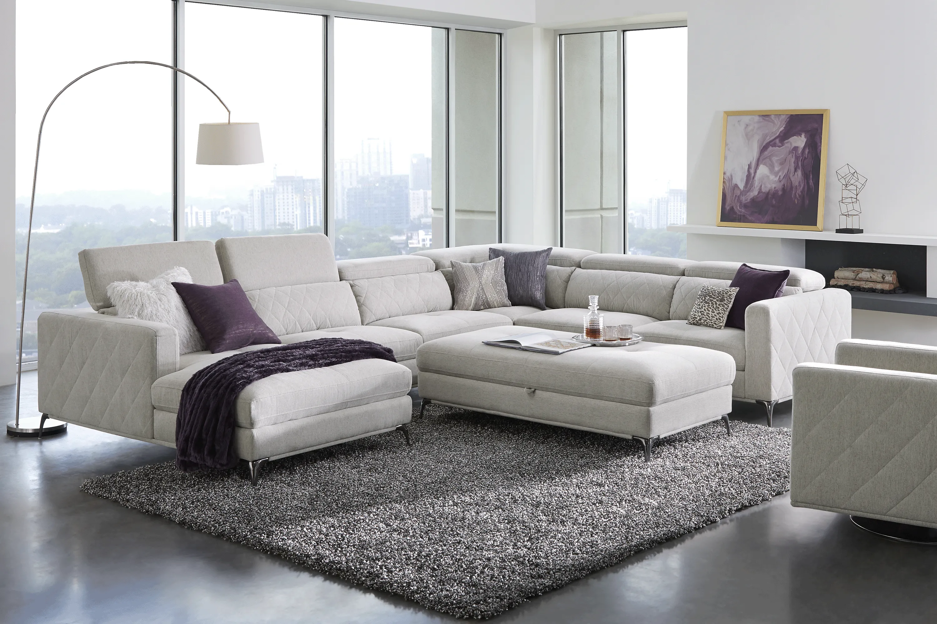 Sofia Vergara Via Sorrento 5 Pc Dove Gray Polyester Fabric Living