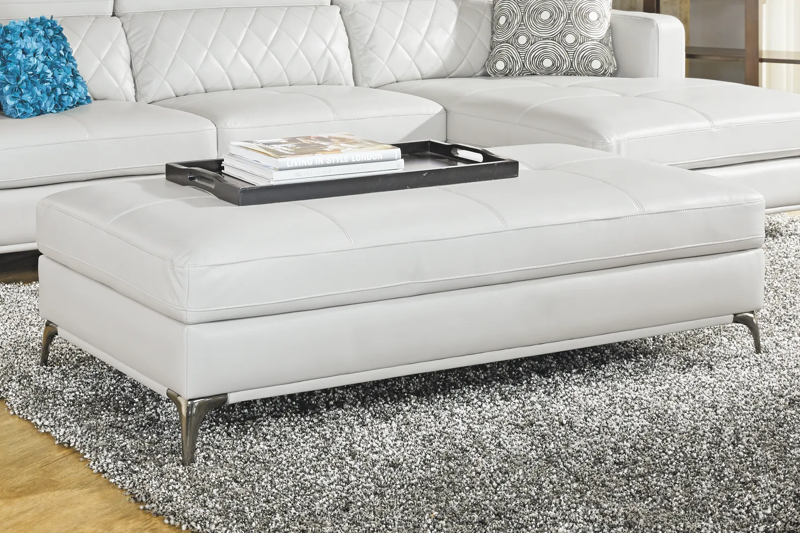 Via Sorrento Platinum Storage Ottoman - Thumbnail - Image 2