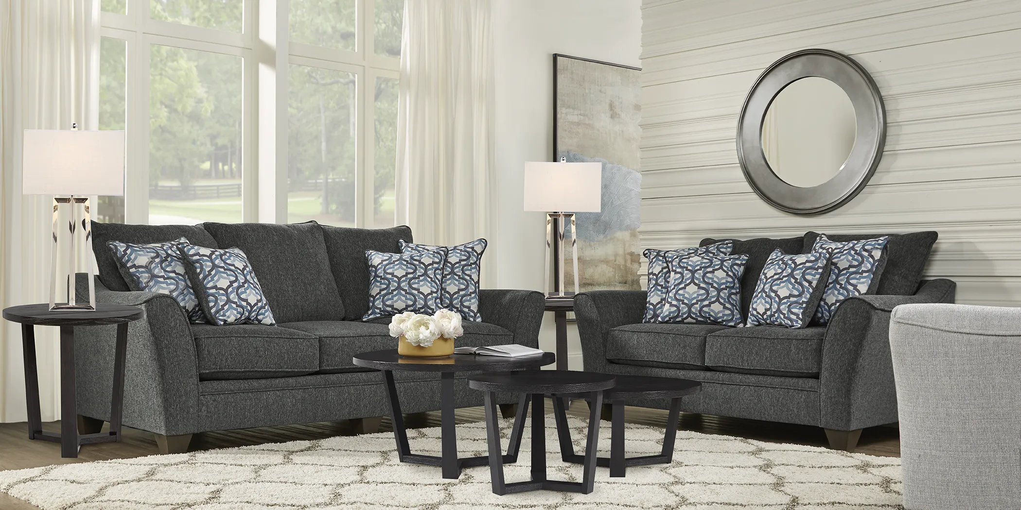 Victoria Park Gunmetal 9 Pc Living Room - Thumbnail - Image 1