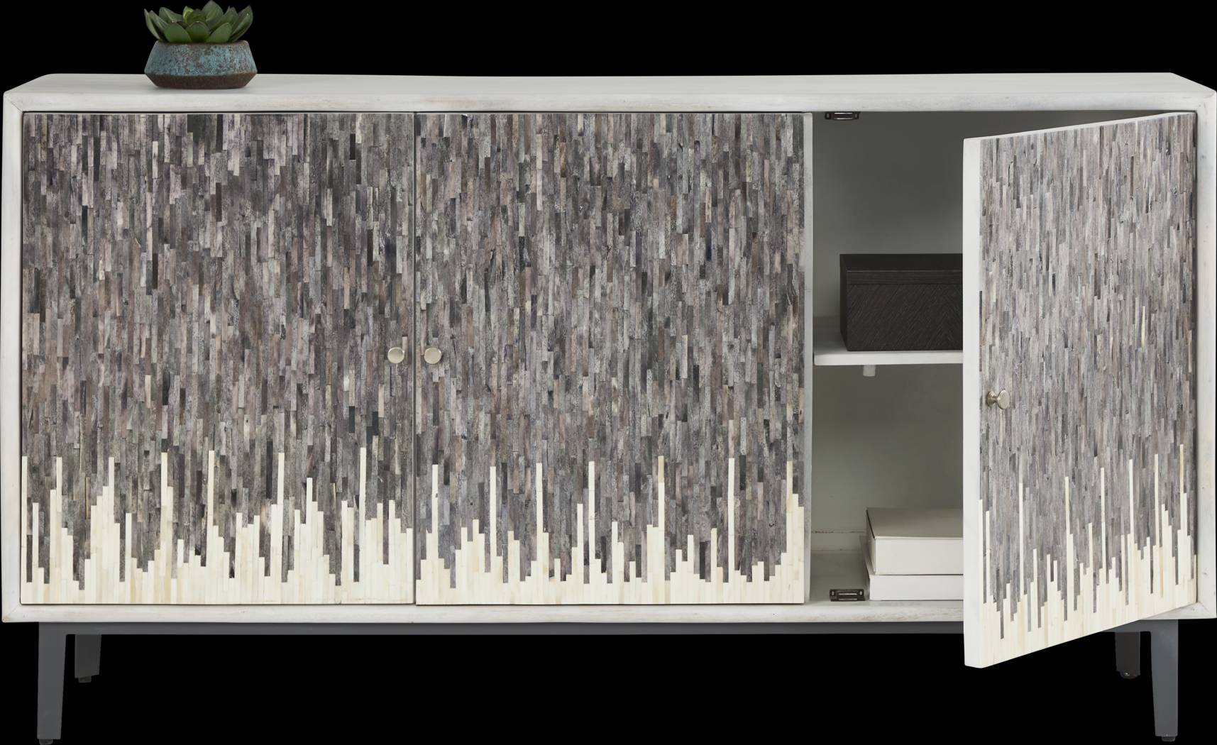 Vidal White 3 Door Credenza - Thumbnail - Image 2