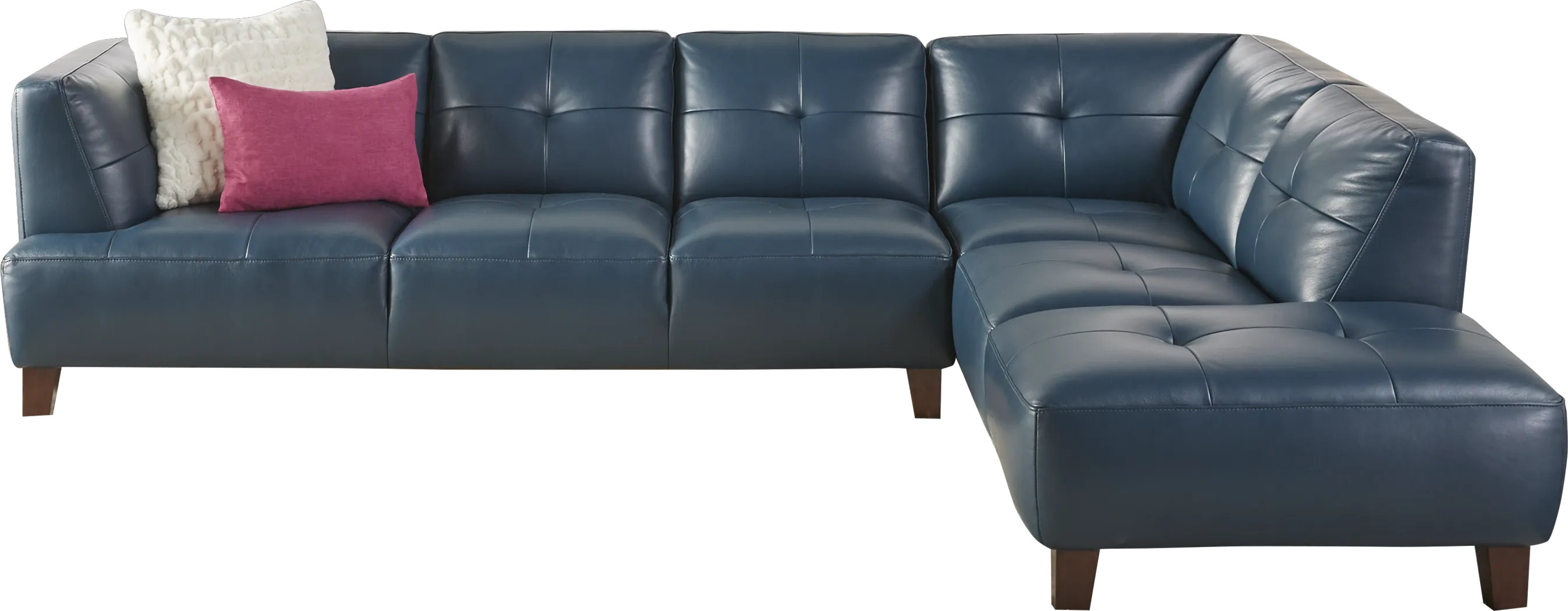 Villa Capri Blue 2 Pc Leather Sectional - Thumbnail - Image 1