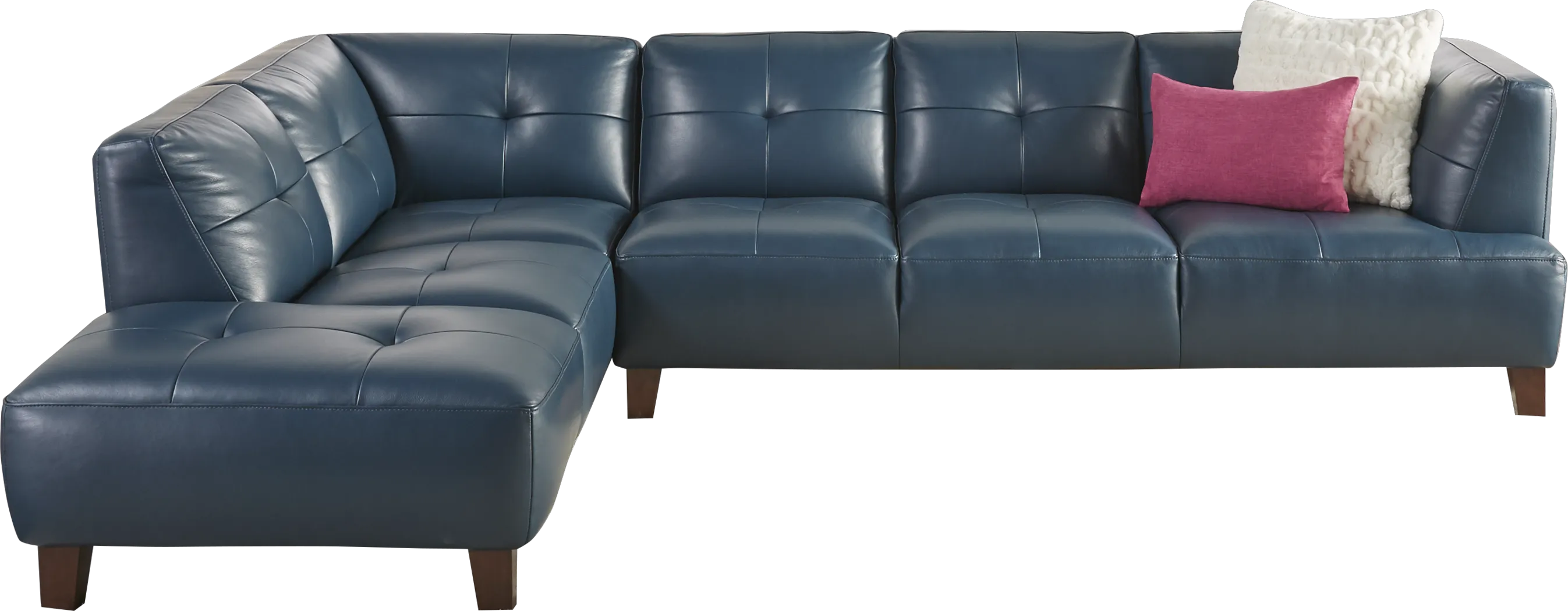 Villa Capri Blue 2 Pc Leather Sectional - Thumbnail - Image 1