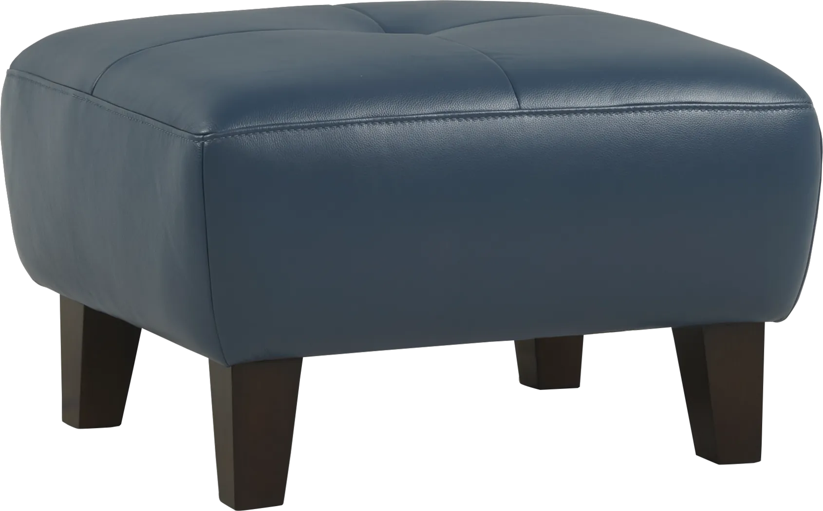 Villa Capri Blue Leather Ottoman - Thumbnail - Image 1