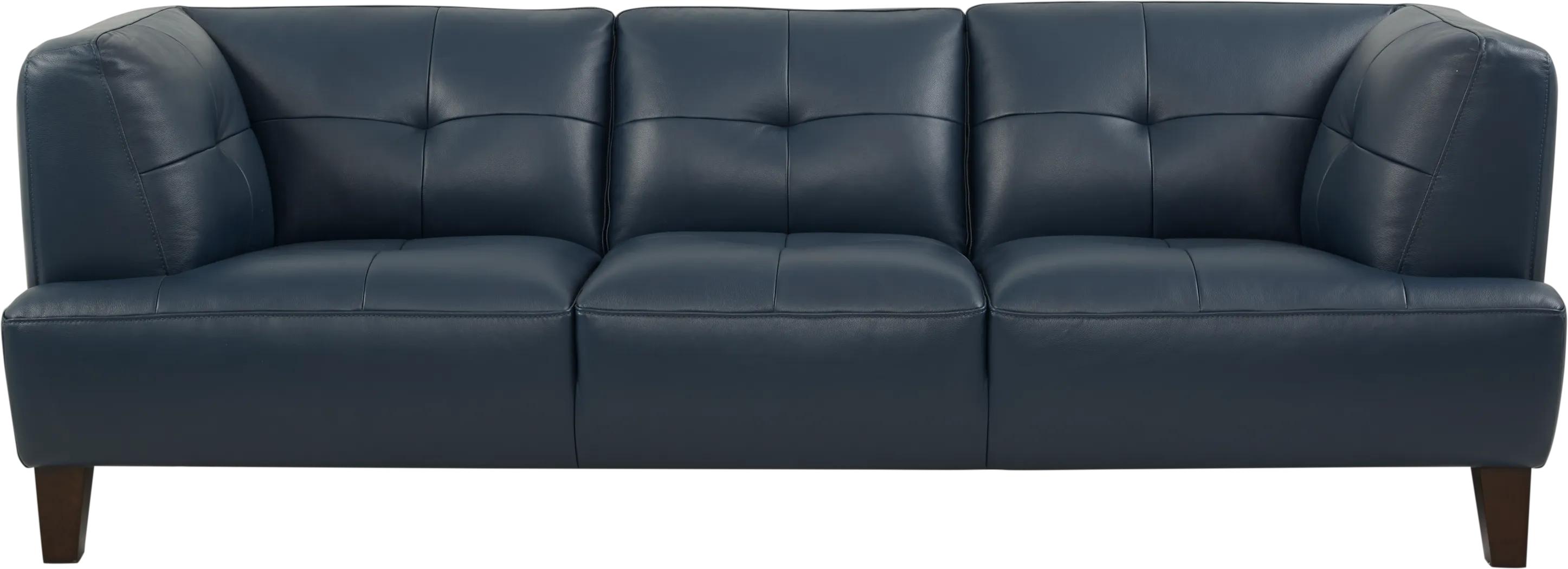 Villa Capri Blue Leather Sofa - Thumbnail - Image 1