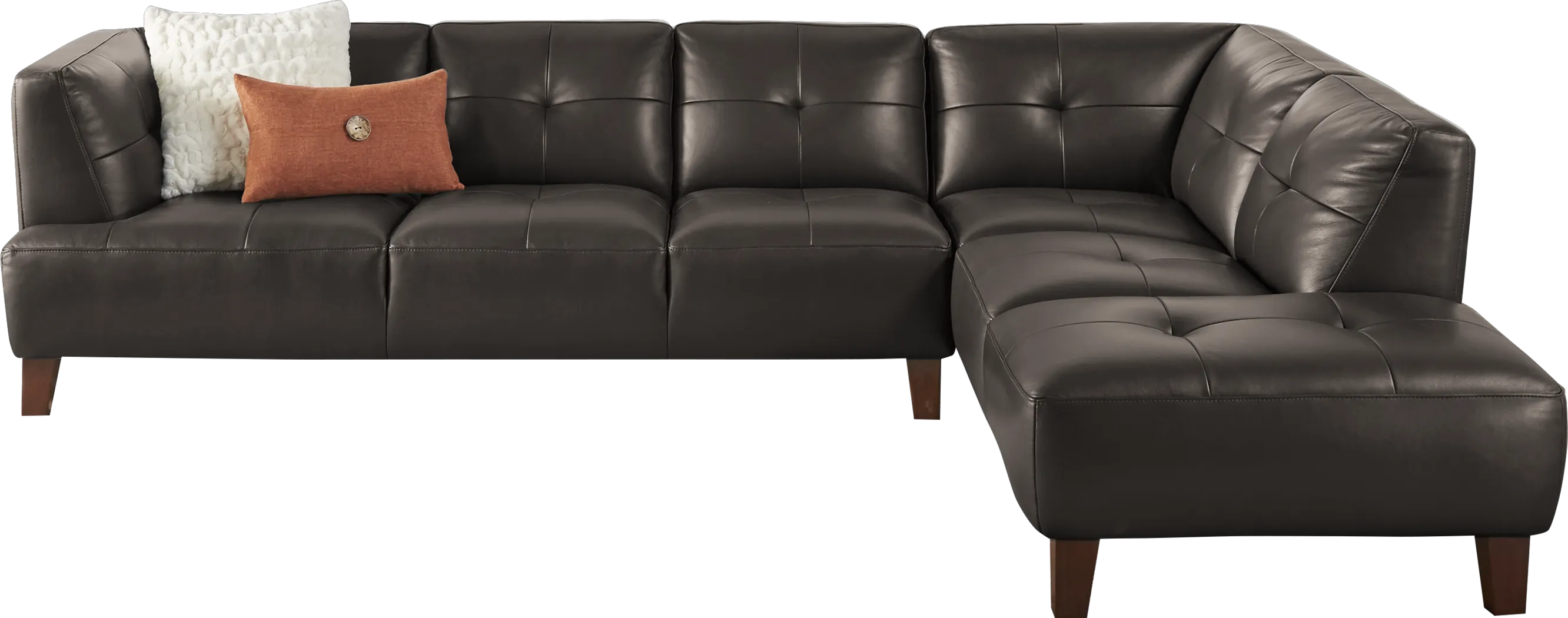 Villa Capri Brown 2 Pc Leather Sectional - Thumbnail - Image 1