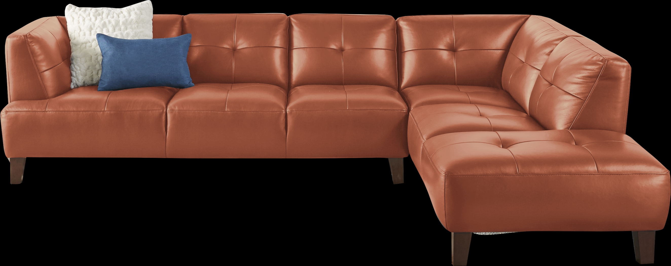 Villa Capri Orange 2 Pc Leather Sectional - Thumbnail - Image 1