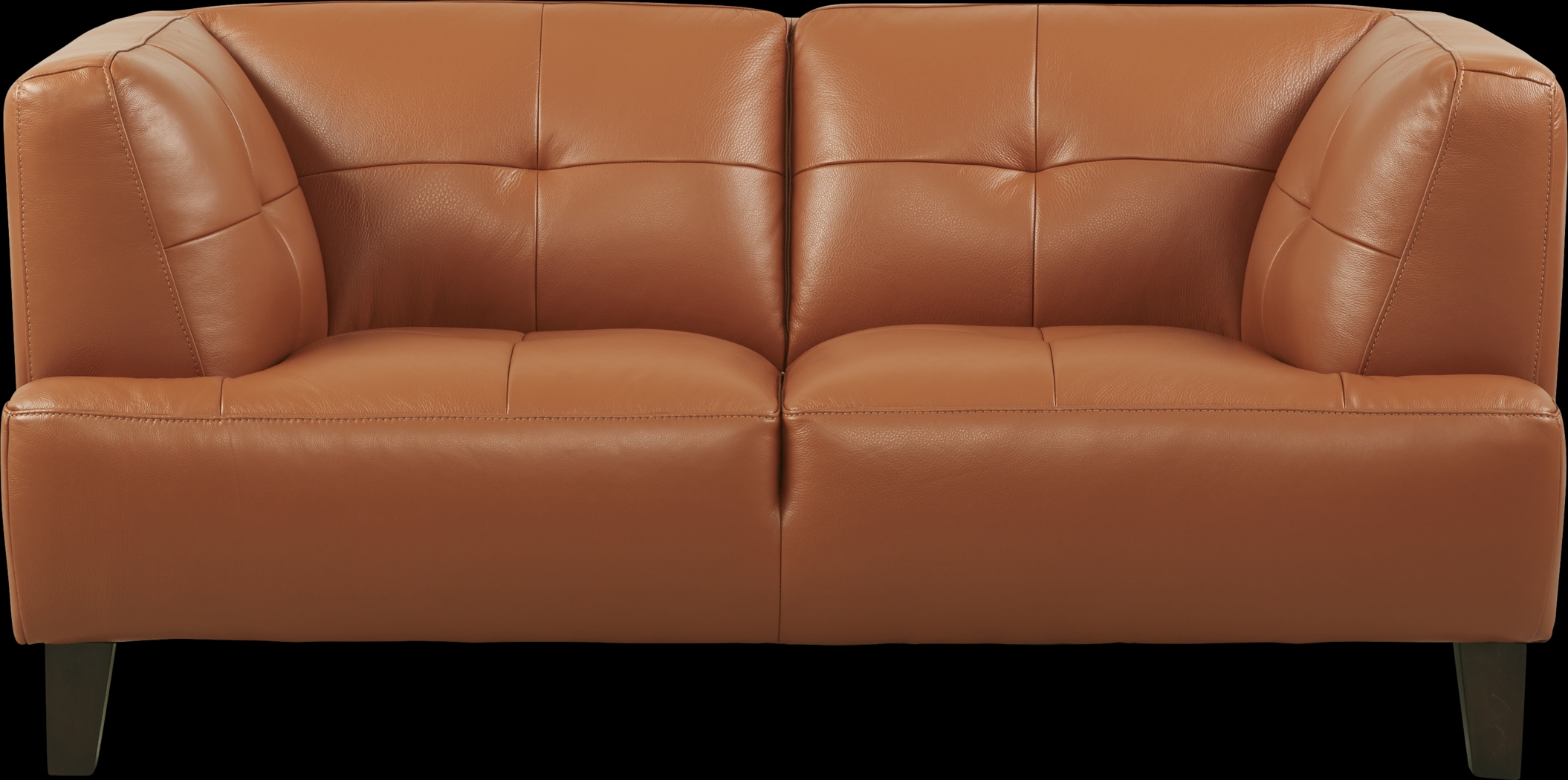 Villa Capri Orange Leather Loveseat - Thumbnail - Image 1