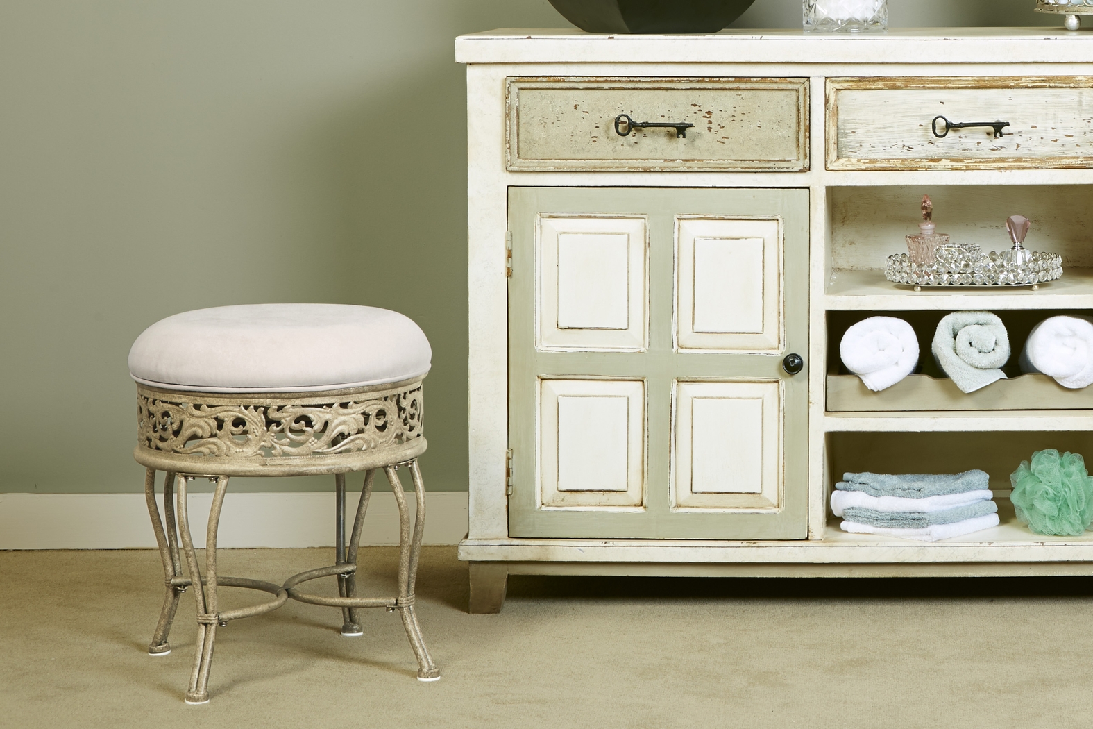 Villa III Beige Vanity Stool - Thumbnail - Image 5