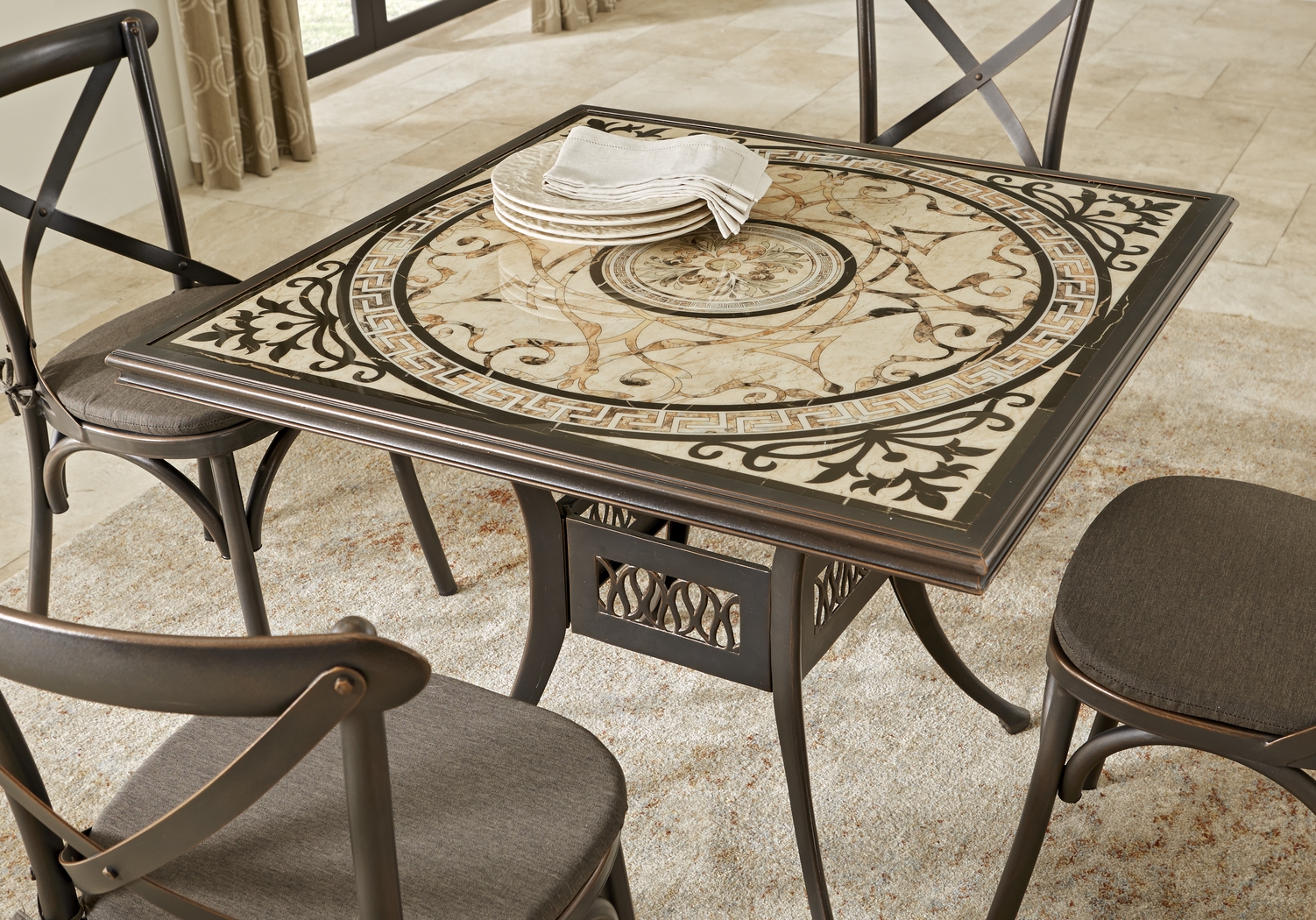 Villa Park Bronze Outdoor Square Dining Table - Thumbnail - Image 2