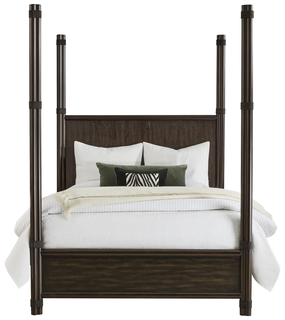 brown 3 pc king poster bed