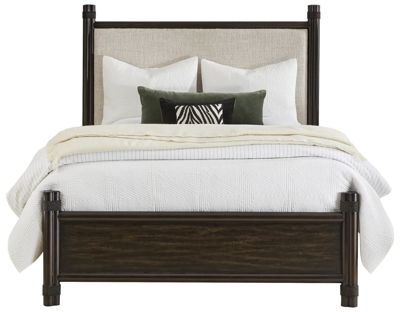 brown 3 pc queen upholstered bed